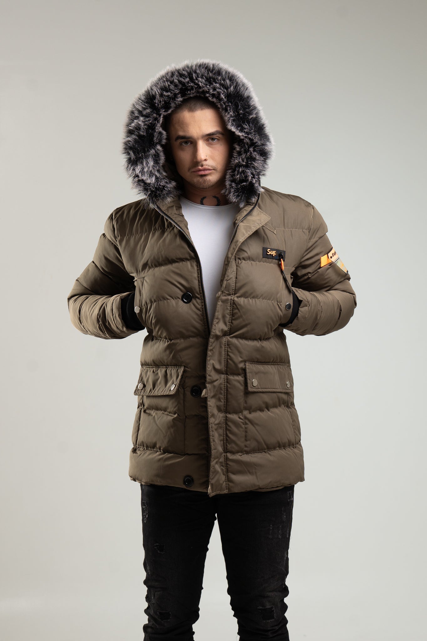 Parka męska w kolorze khaki