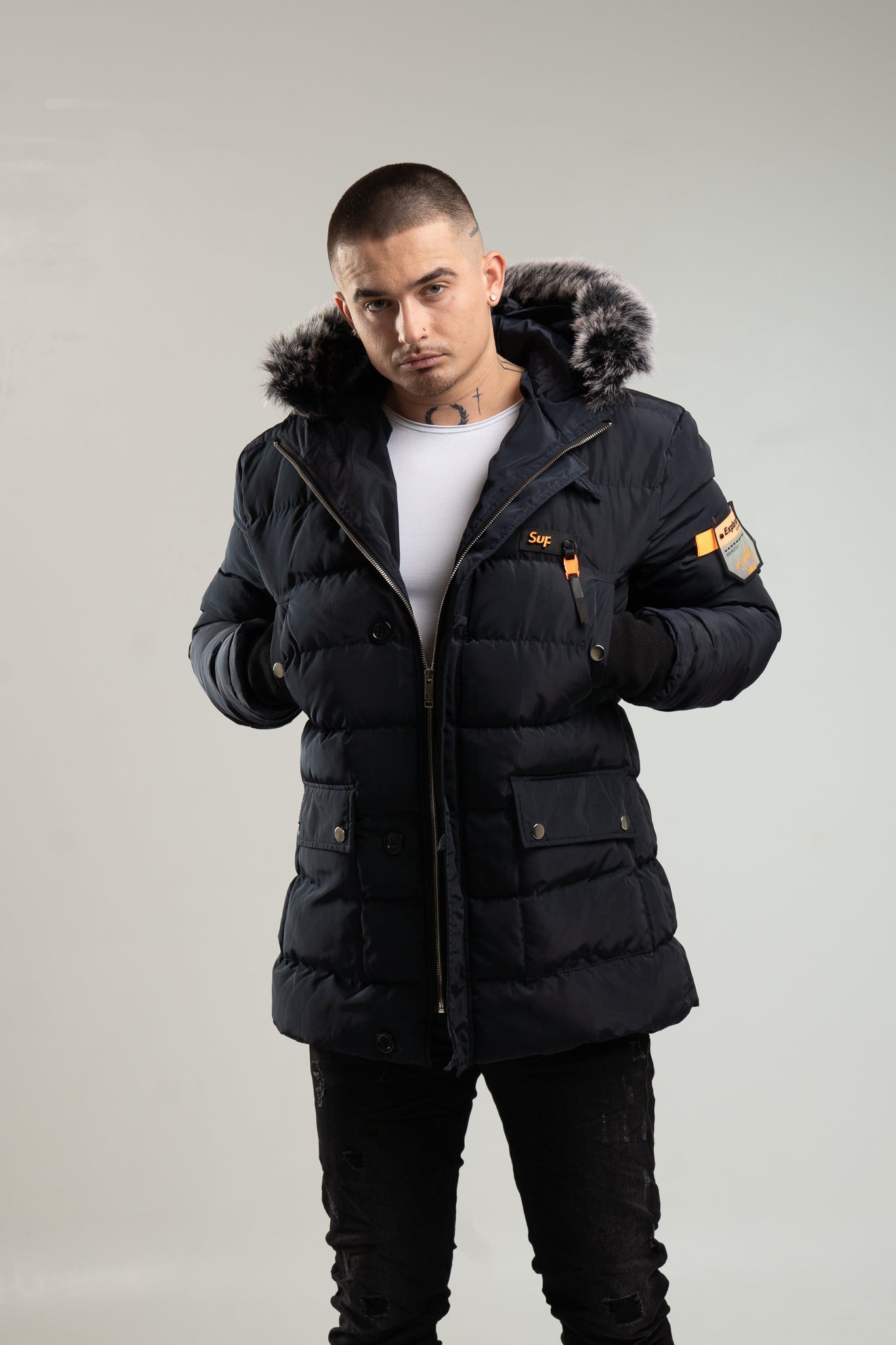 Parka męska w kolorze granatowym