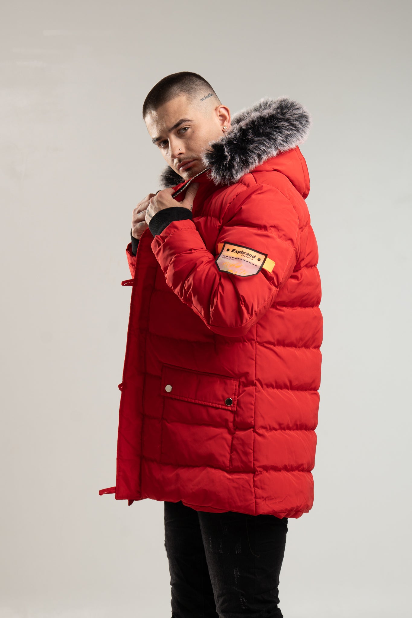 Parka męska w kolorze czerwonym