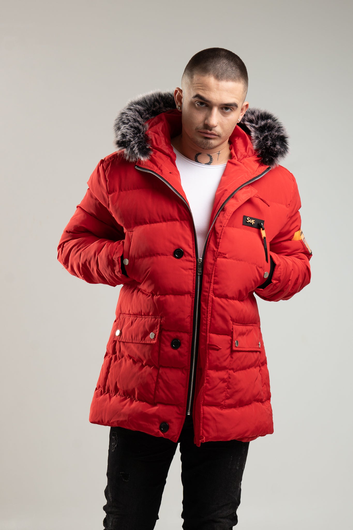 Parka męska w kolorze czerwonym