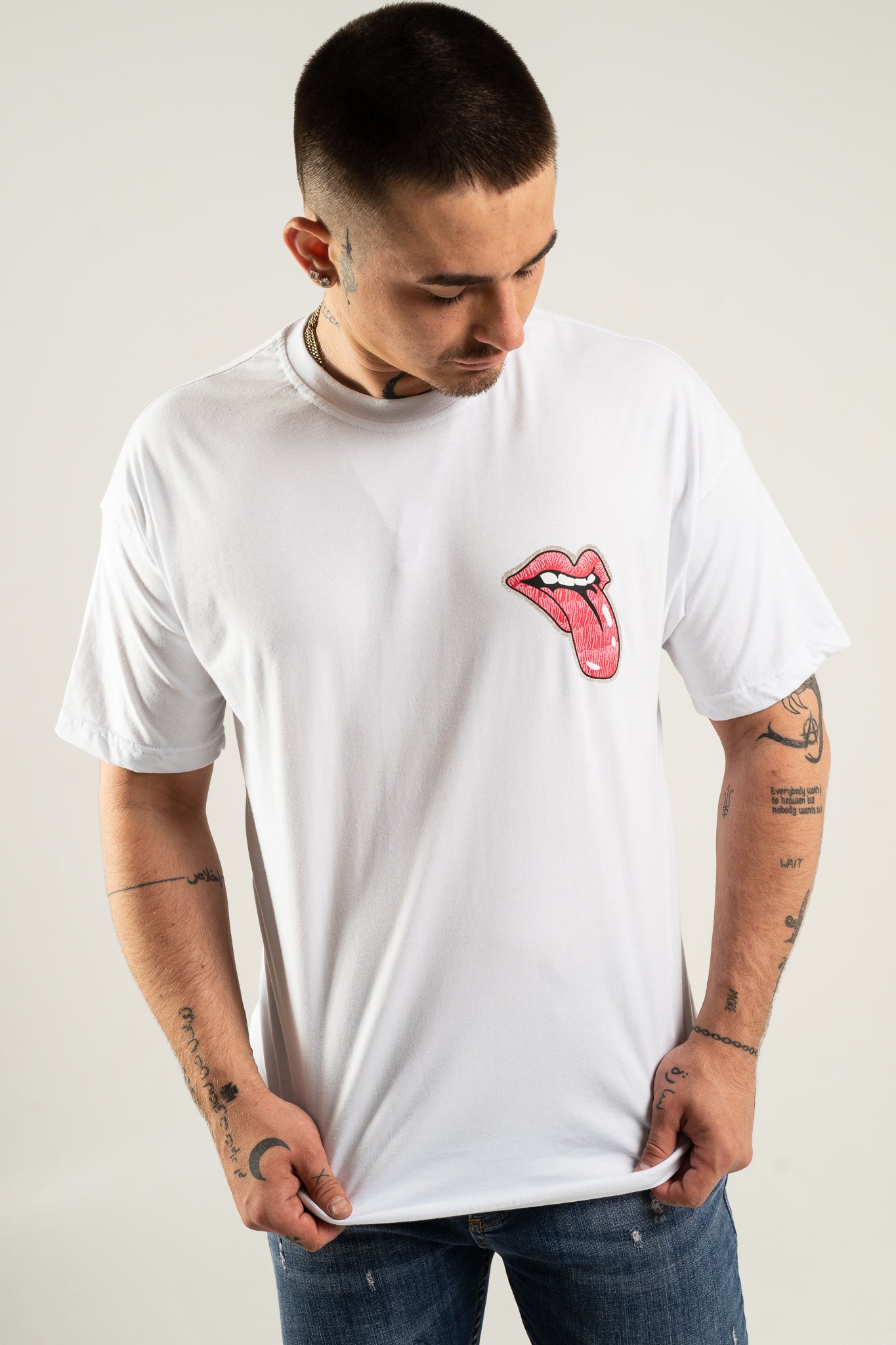 Koszulka Oversize "Tongue Out" - Biała