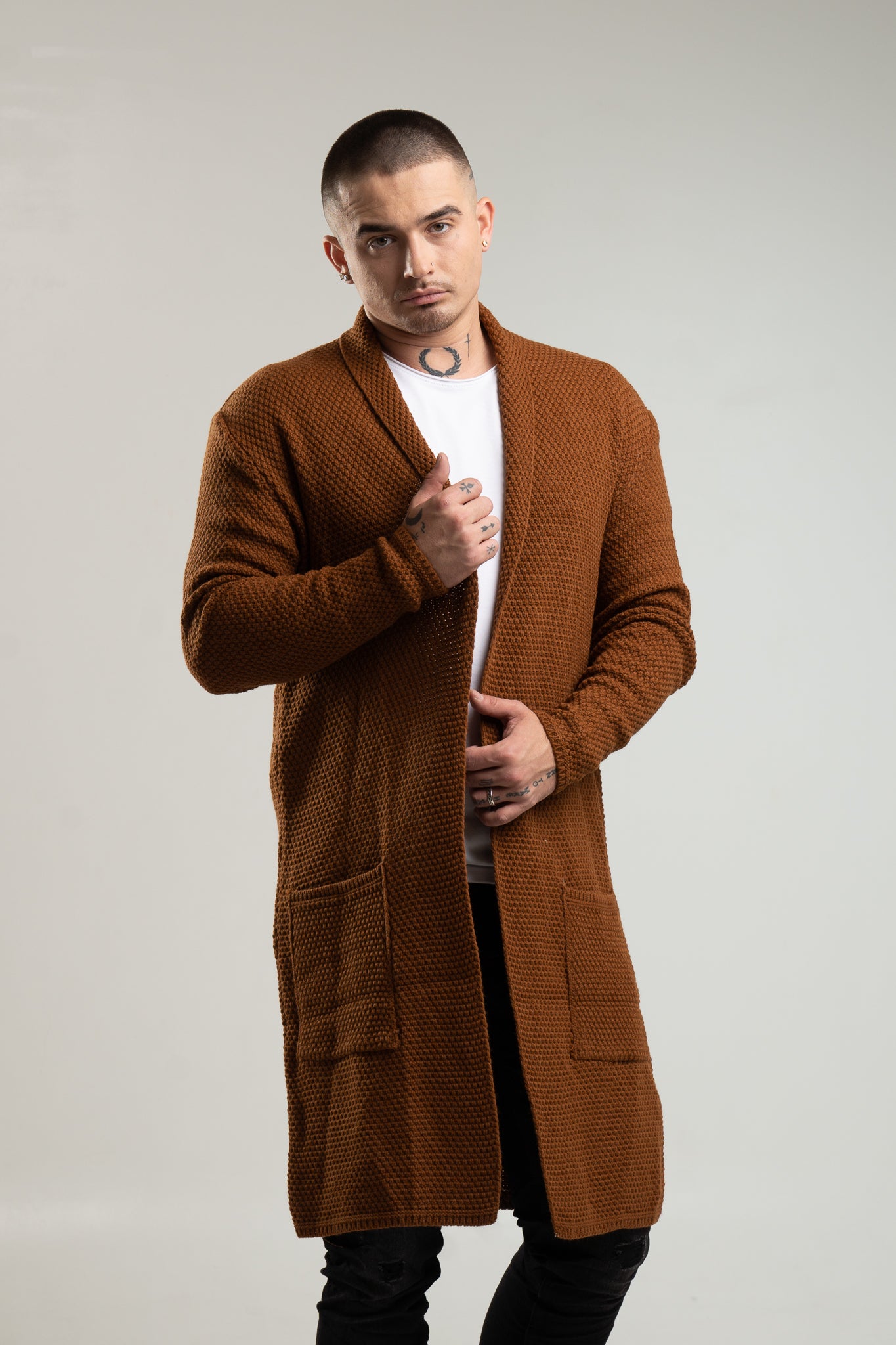 Brązowy kardigan męski