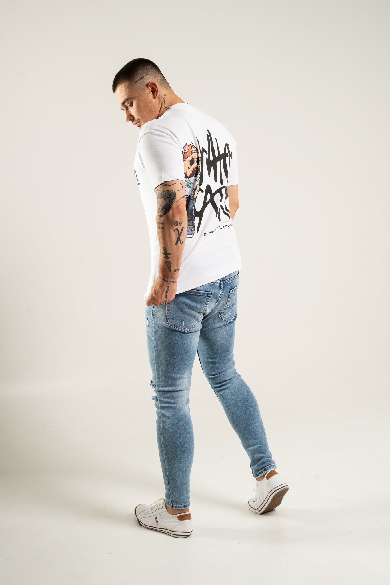 Koszulka Oversize "Who Cares?" - White