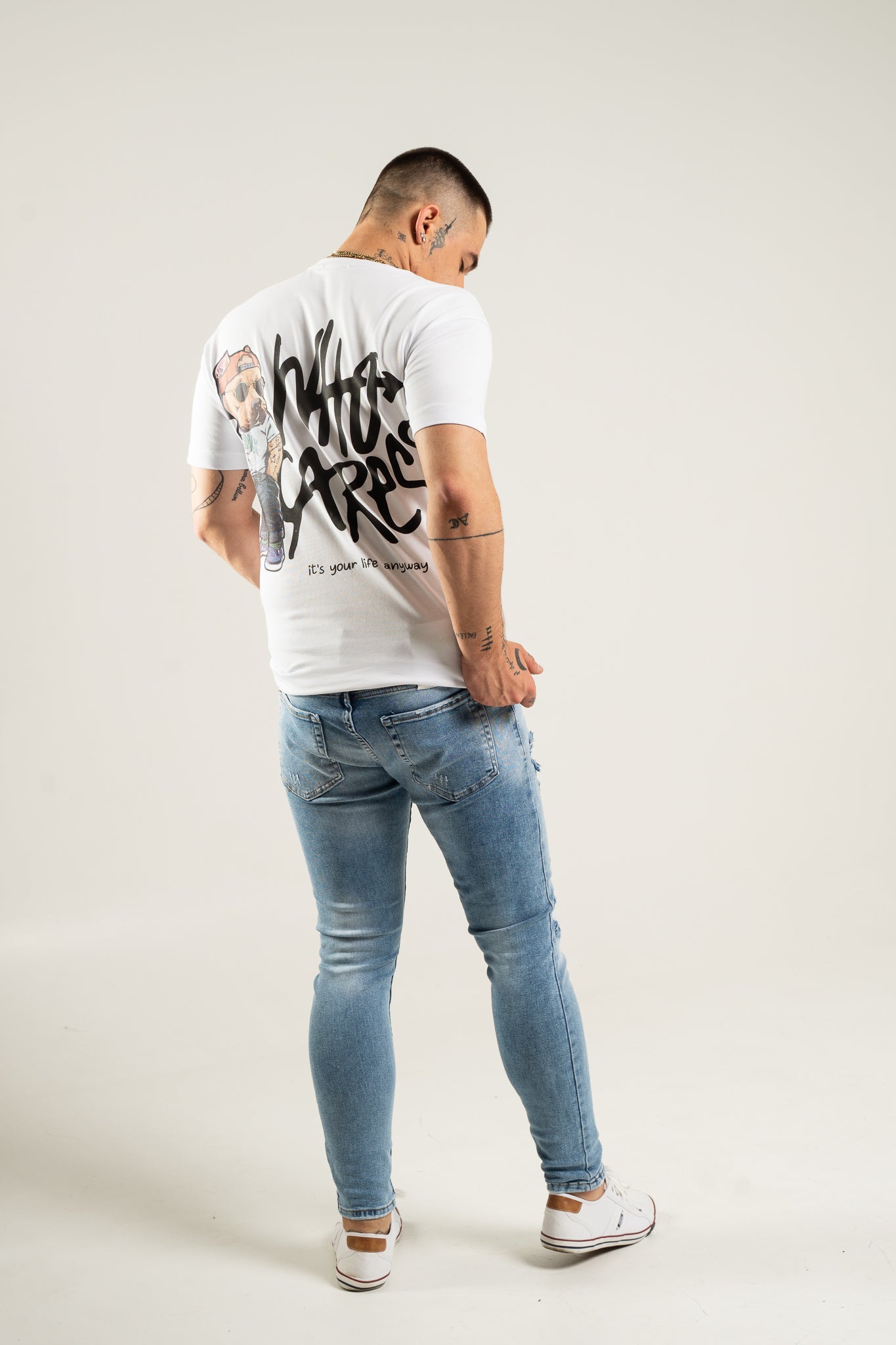 Koszulka Oversize "Who Cares?" - White