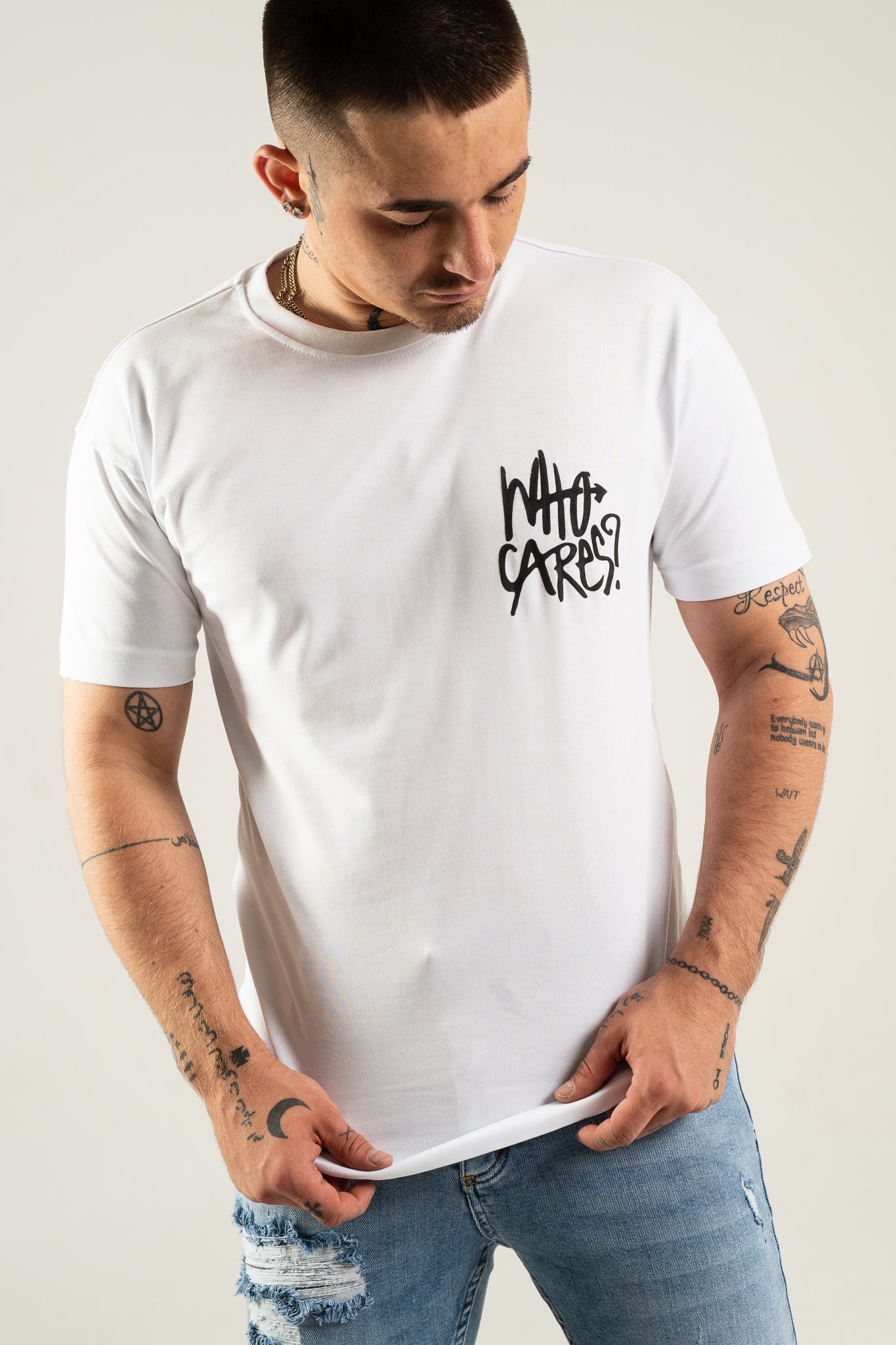 Koszulka Oversize "Who Cares?" - White