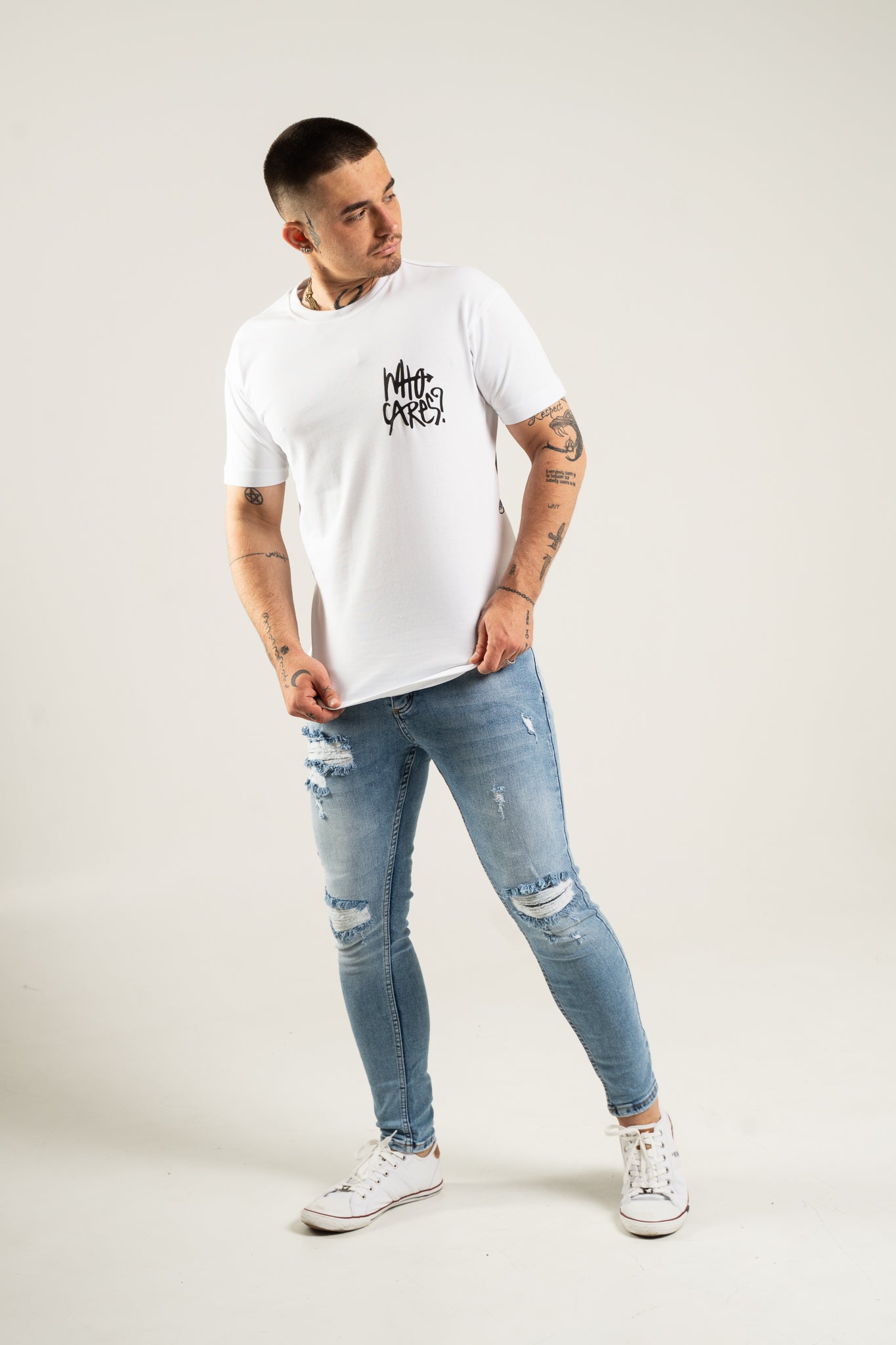 Koszulka Oversize "Who Cares?" - White
