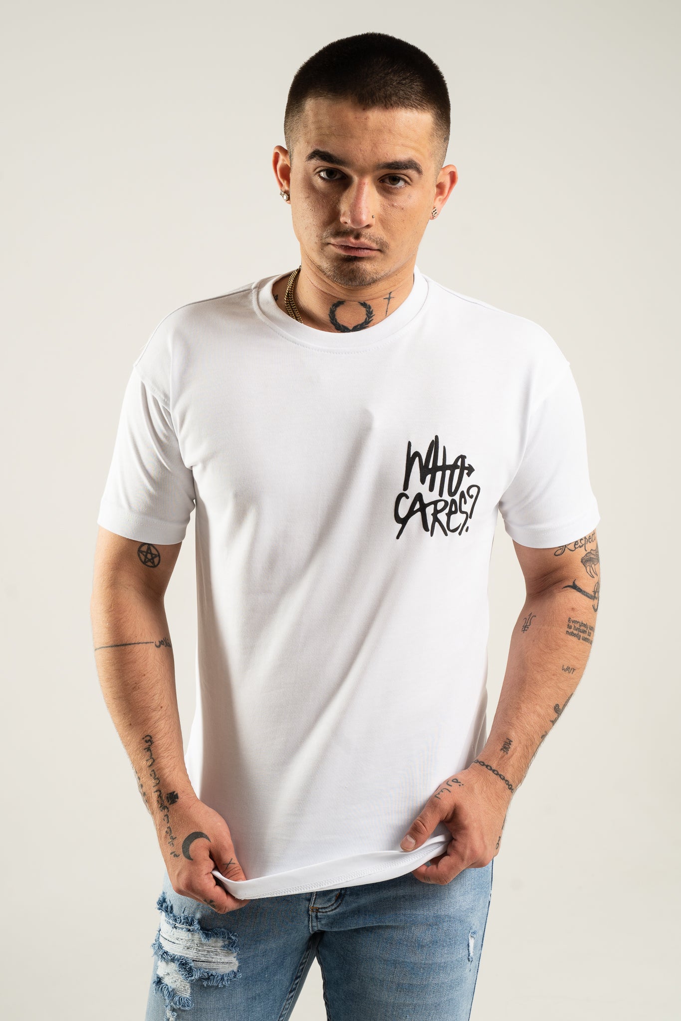 Koszulka Oversize "Who Cares?" - White