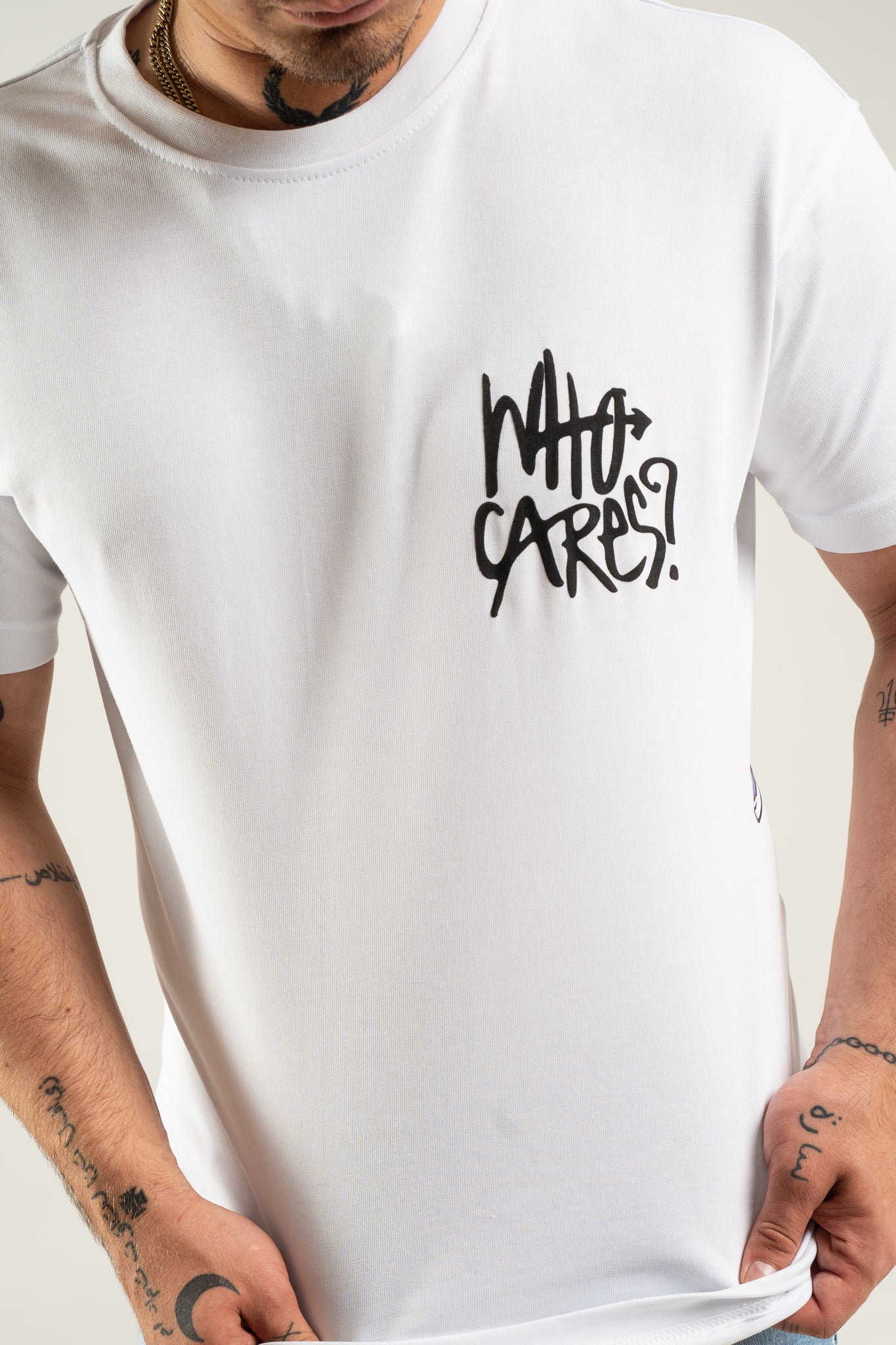 Koszulka Oversize "Who Cares?" - White