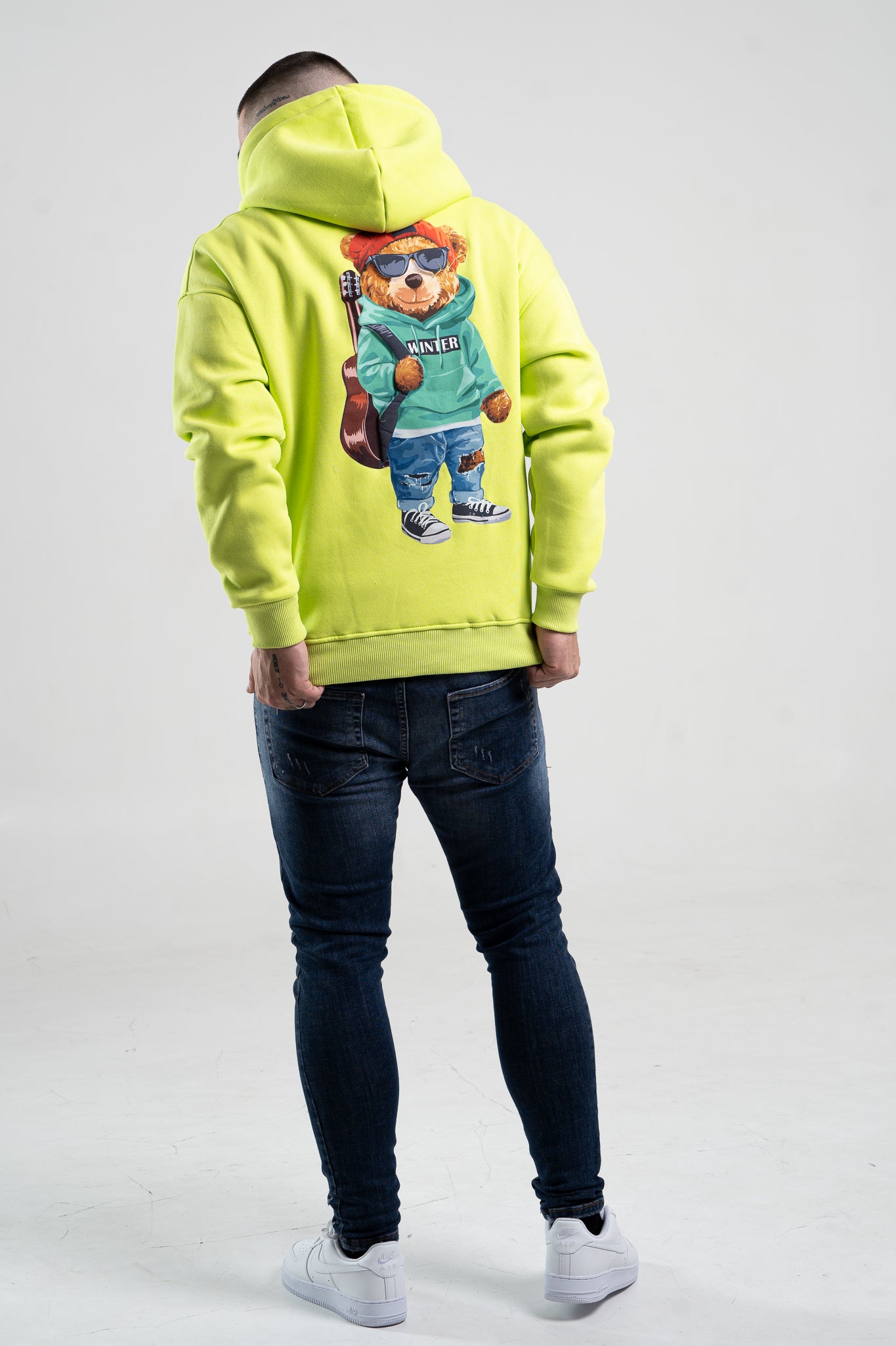 Seledynowa bluza męska z kapturem "Teddy Bear"
