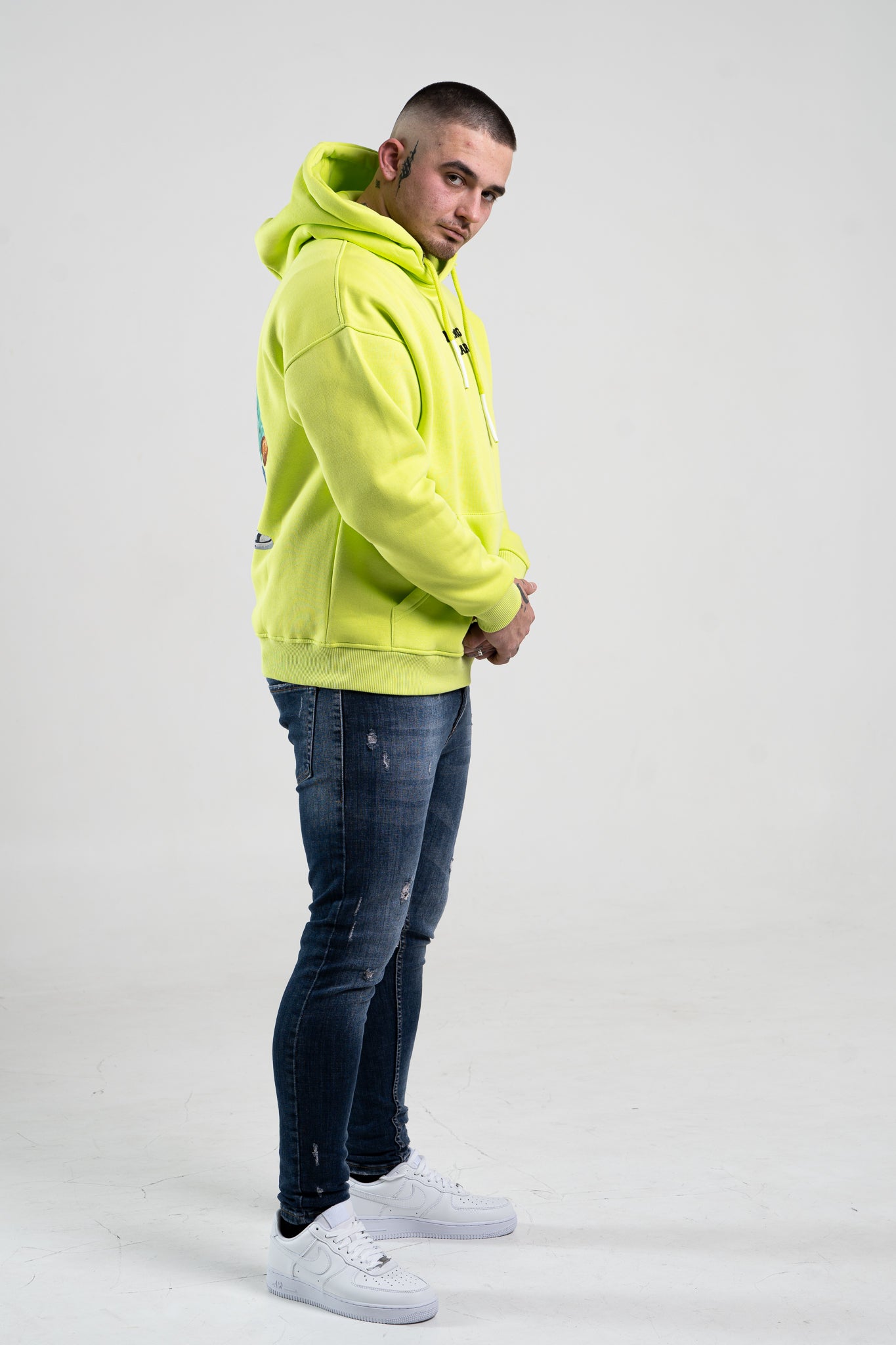 Seledynowa bluza męska z kapturem "Teddy Bear"