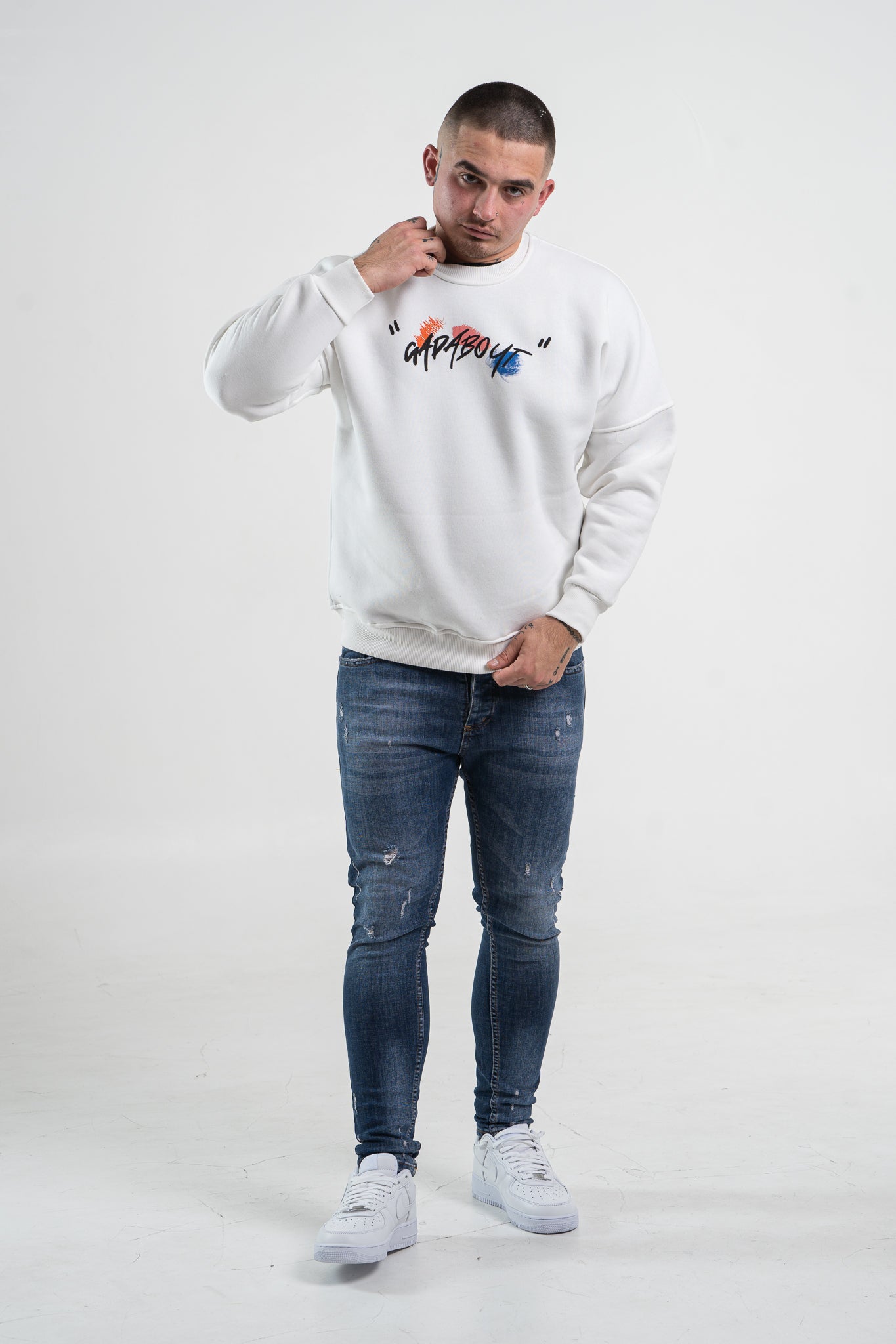 Biała bluza męska z nadrukiem
