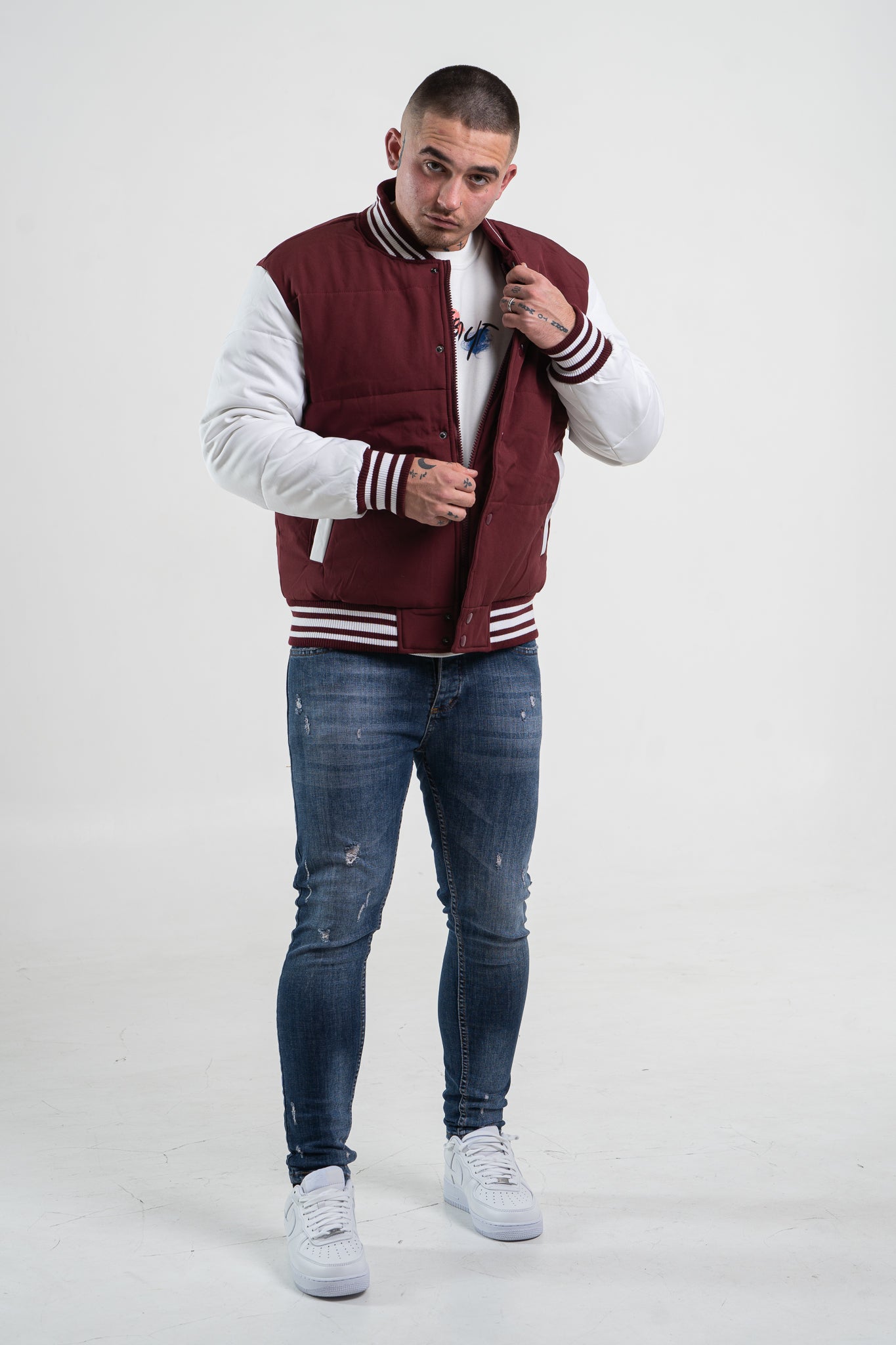 Kurtka męska typu bomberka w kolorze bordowym