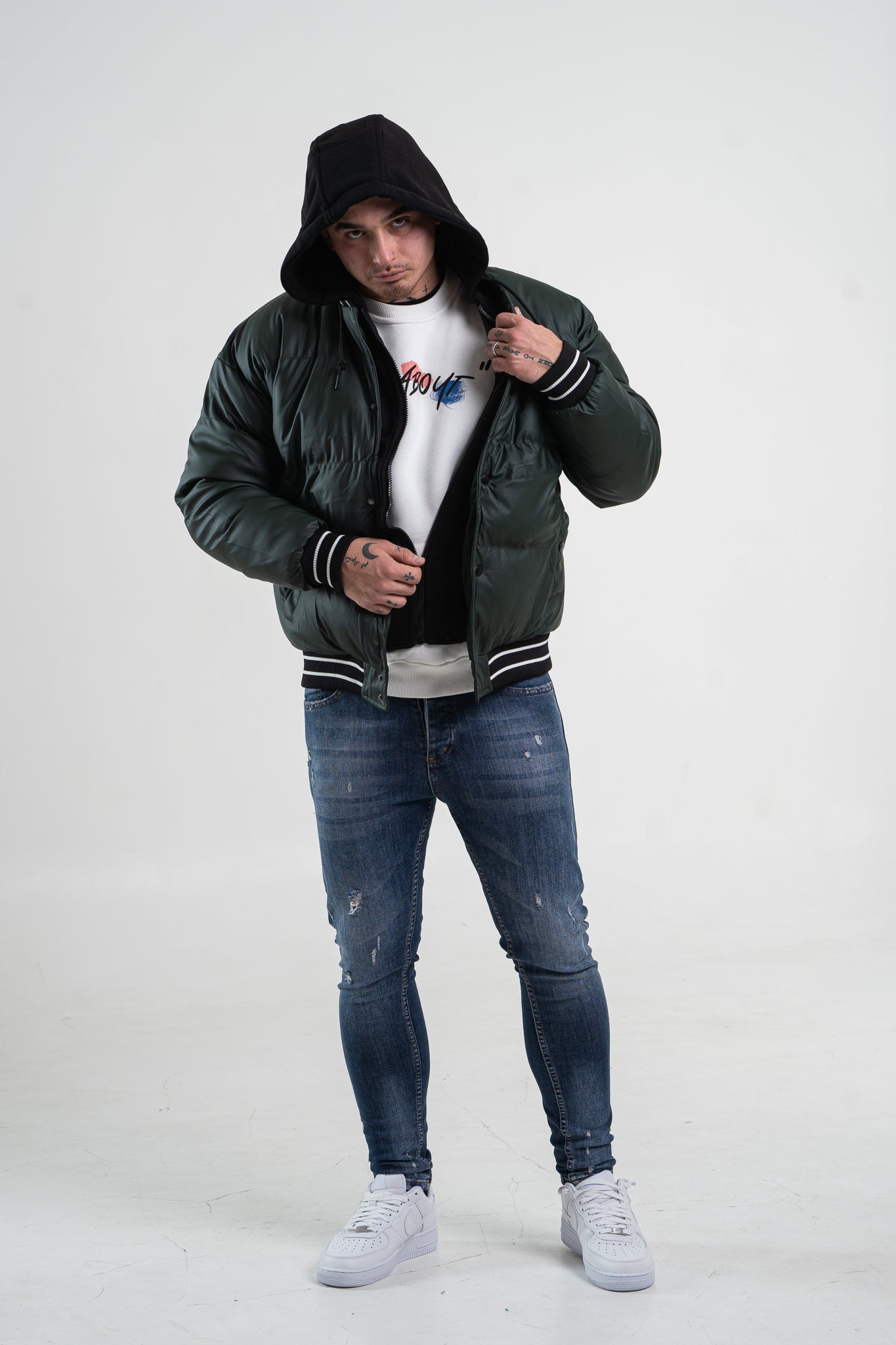 Zielona kurtka męska typu bomberka