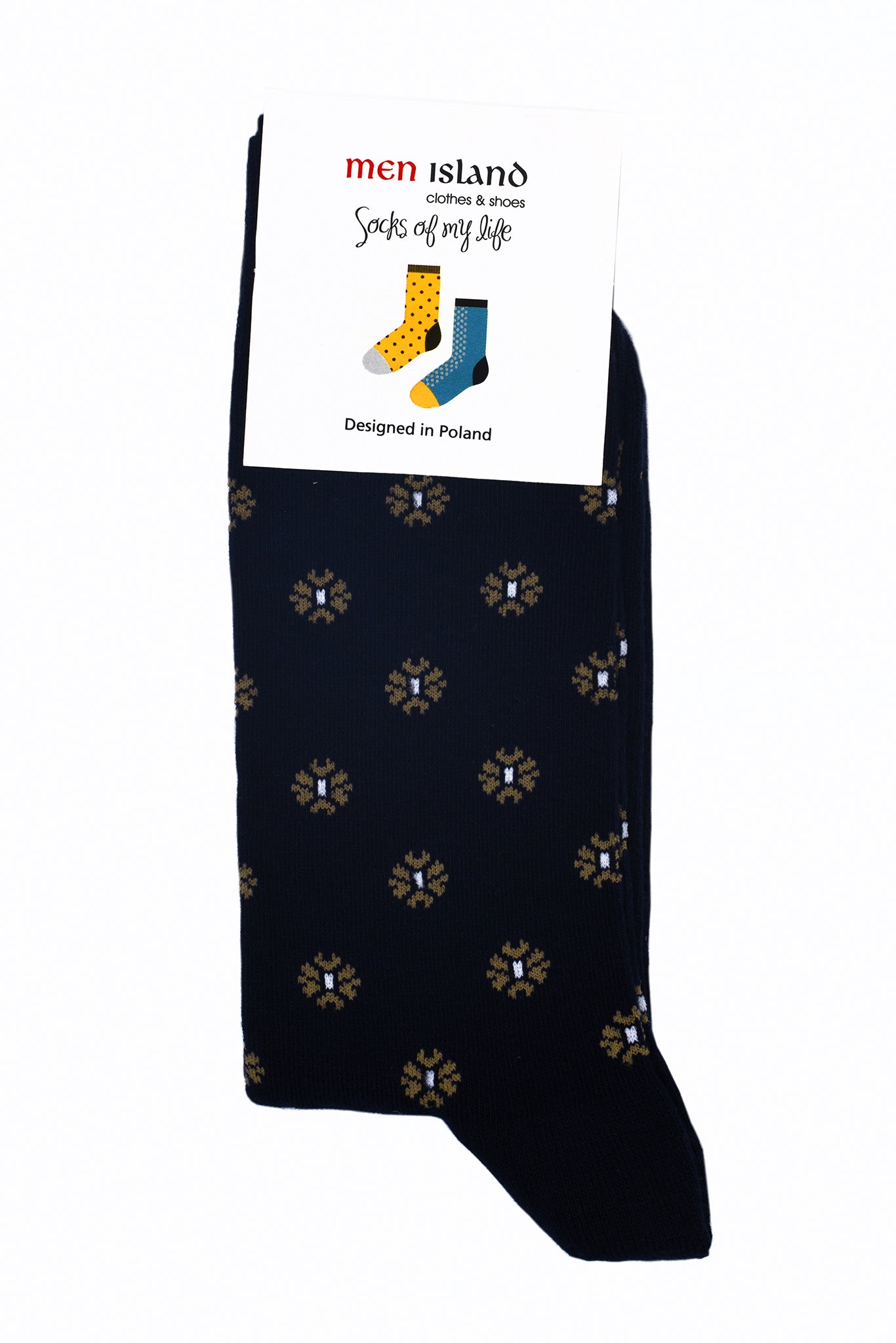 Skarpetki "Brązowe wzory na granatowym tle"