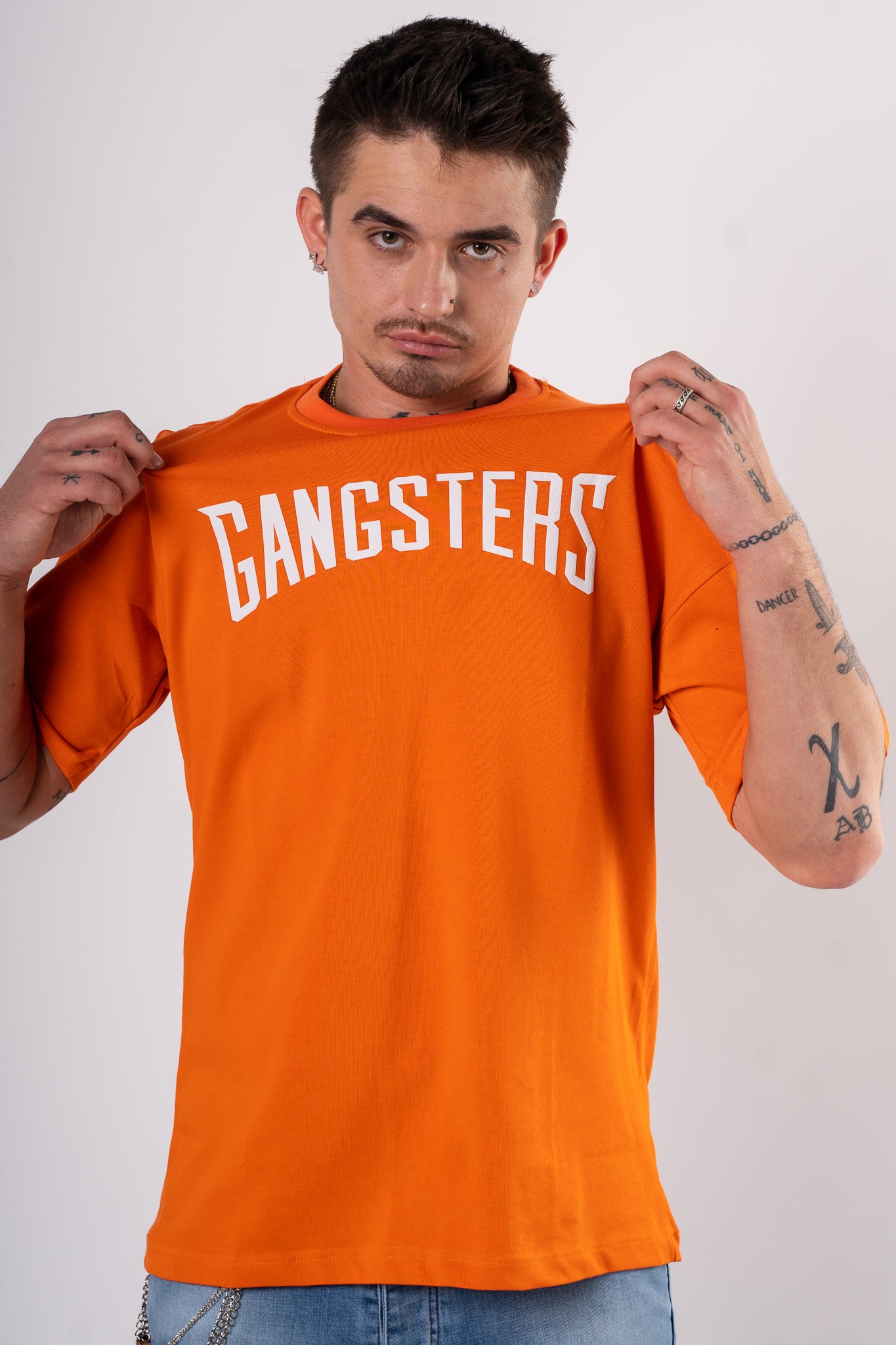 Koszulka Oversize "Gangsters" - pomarańczowa