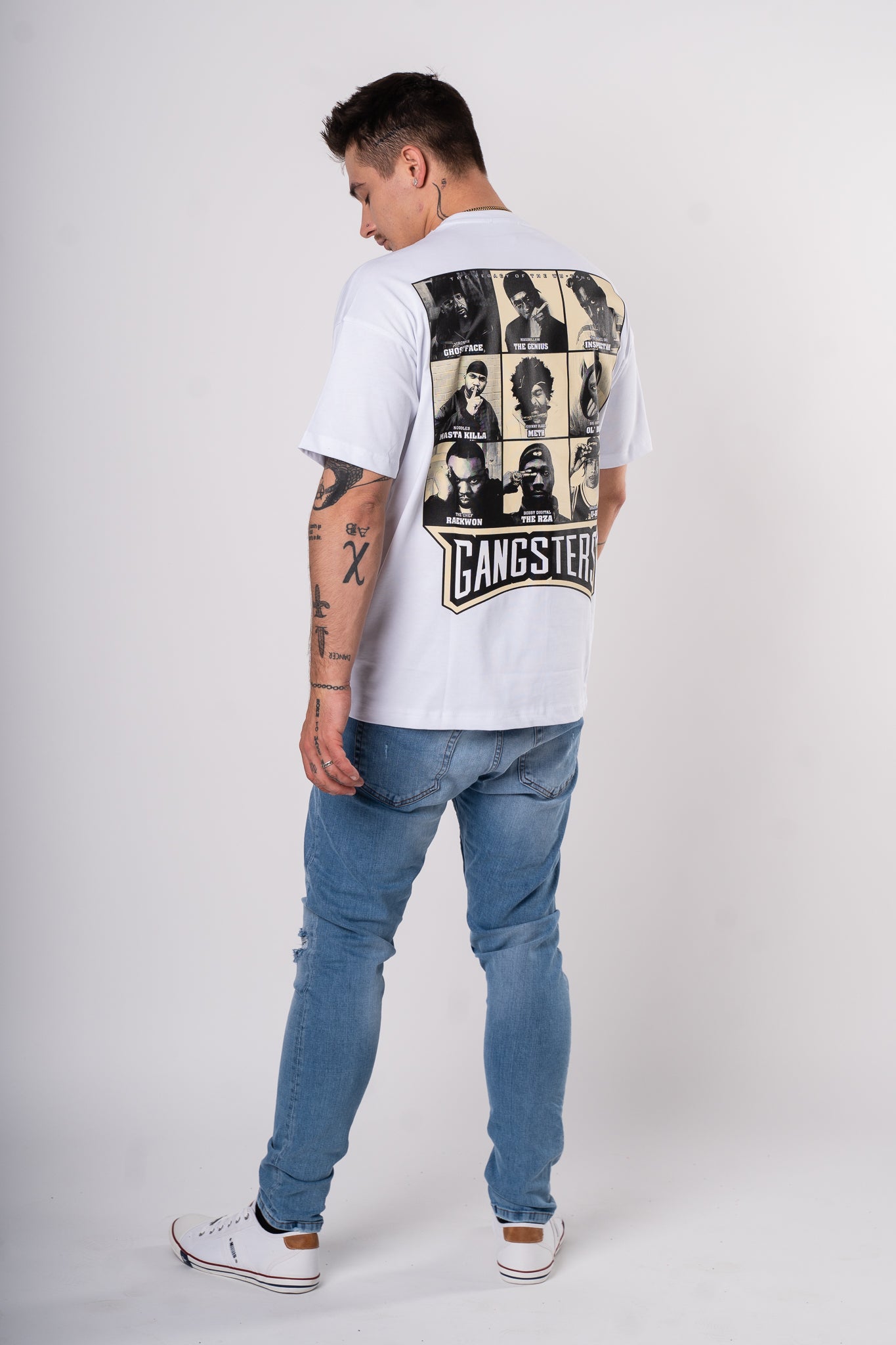 Koszulka Oversize "Gangsters" - biała