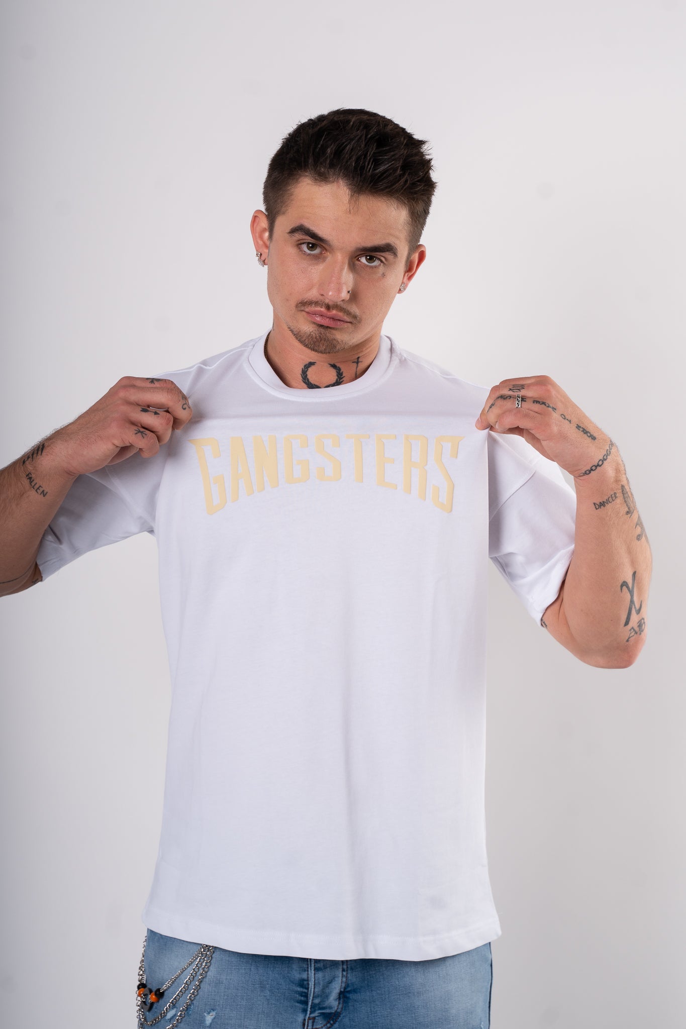 Koszulka Oversize "Gangsters" - biała