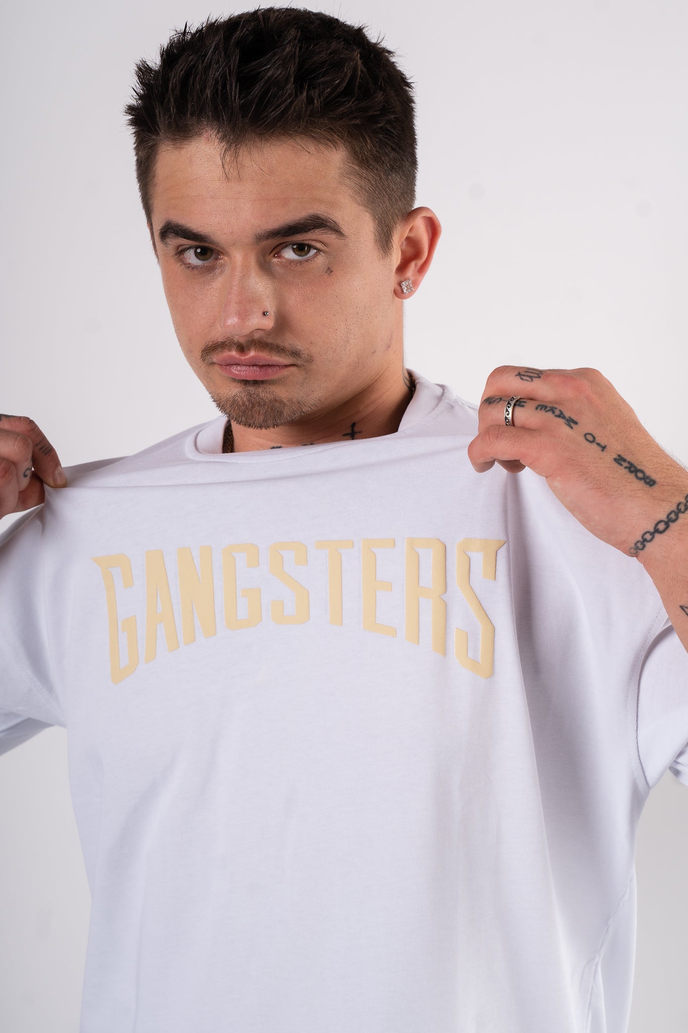Koszulka Oversize "Gangsters" - biała