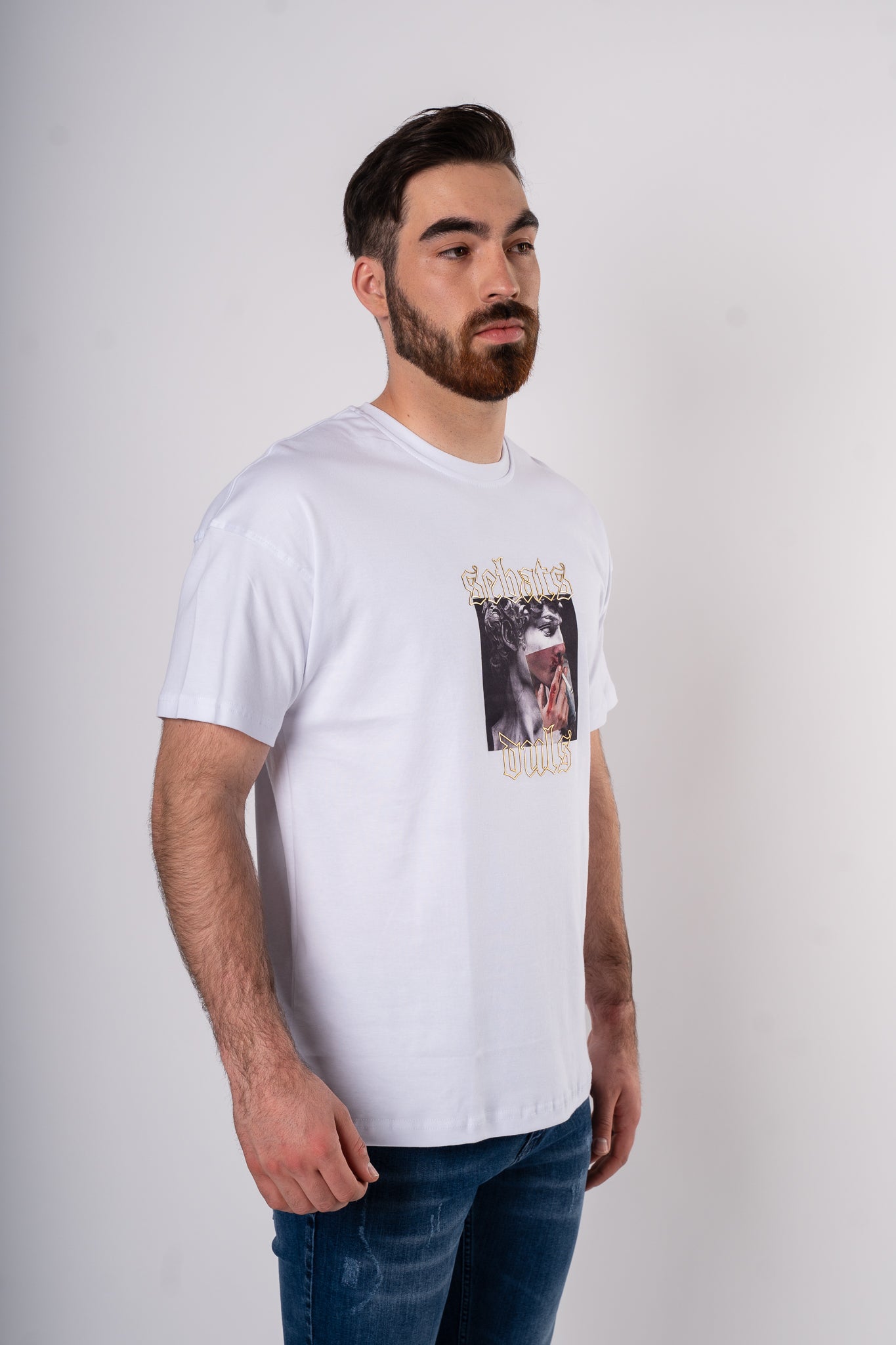 Koszulka Oversize "Smoke" - biała