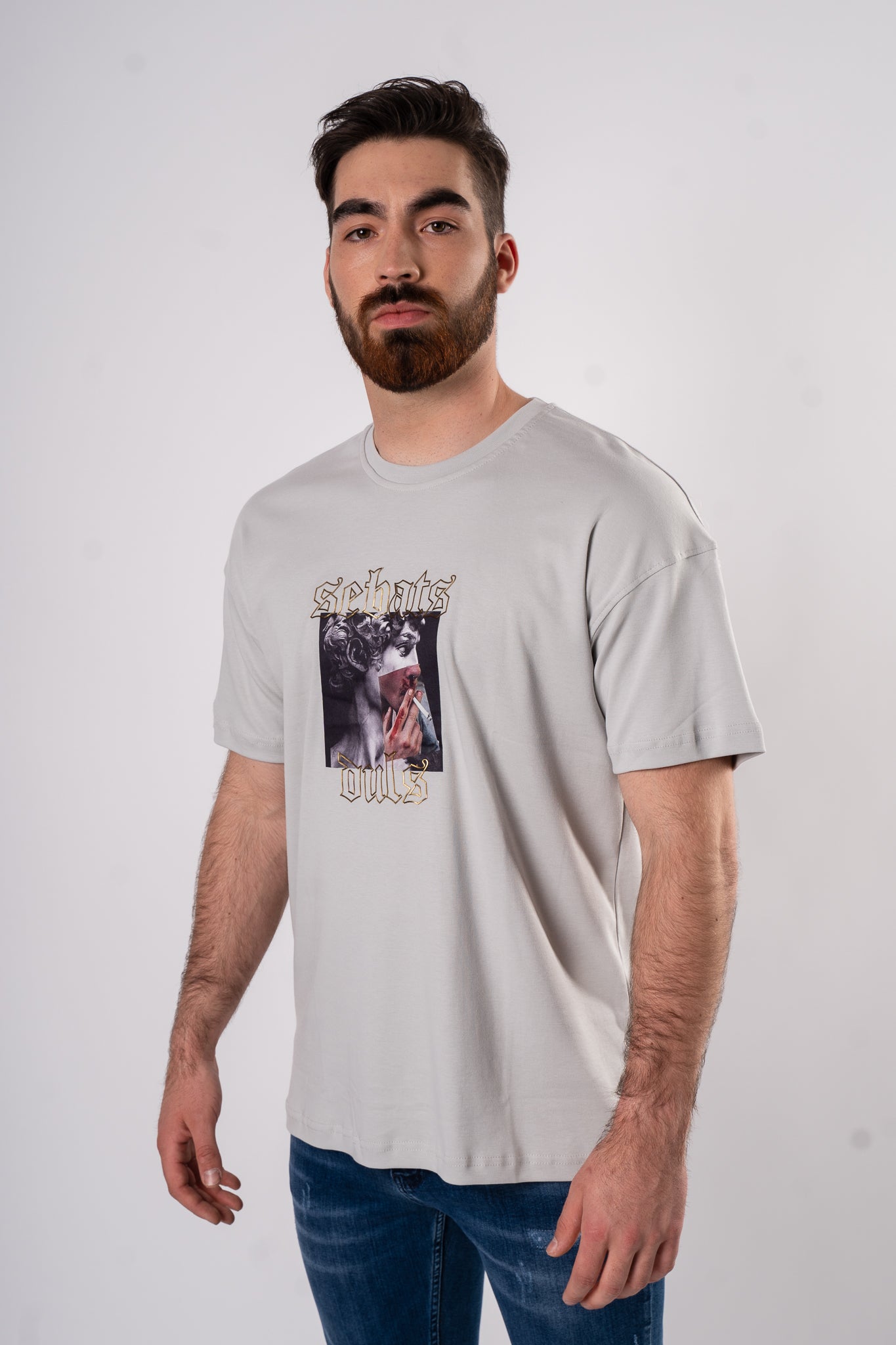 Koszulka Oversize "Smoke" - brudny biały