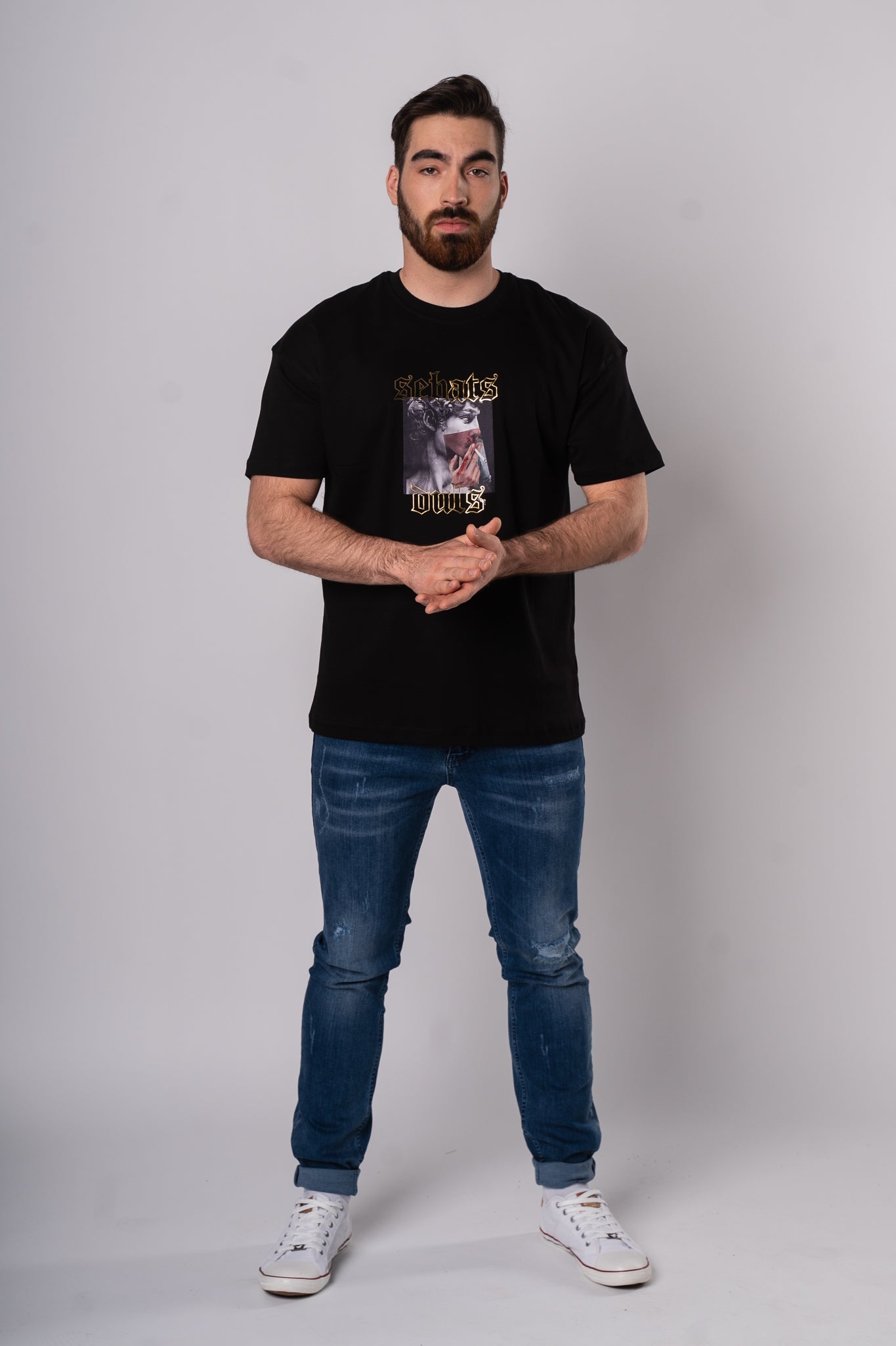 Koszulka Oversize "Smoke" - czarna