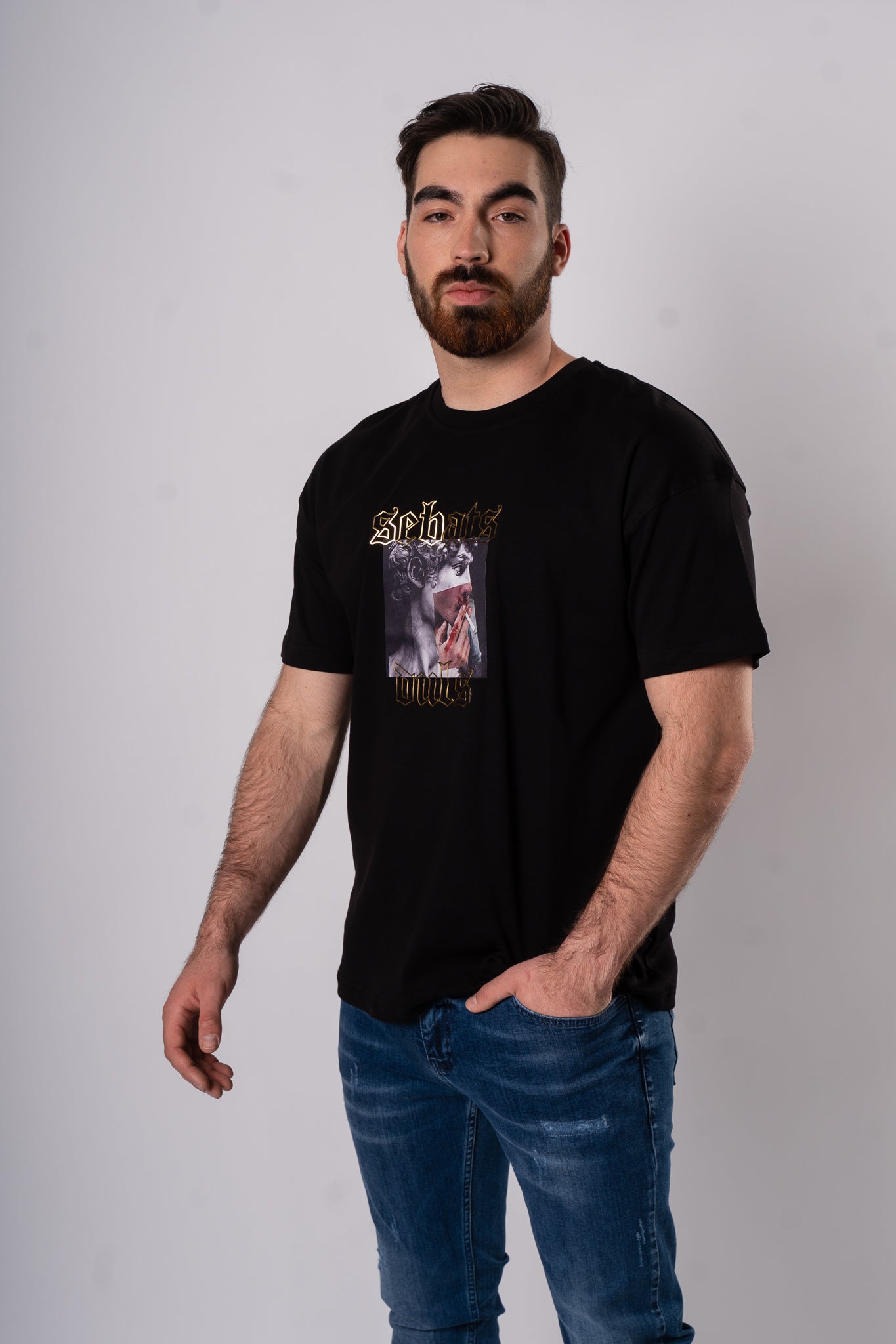 Koszulka Oversize "Smoke" - czarna