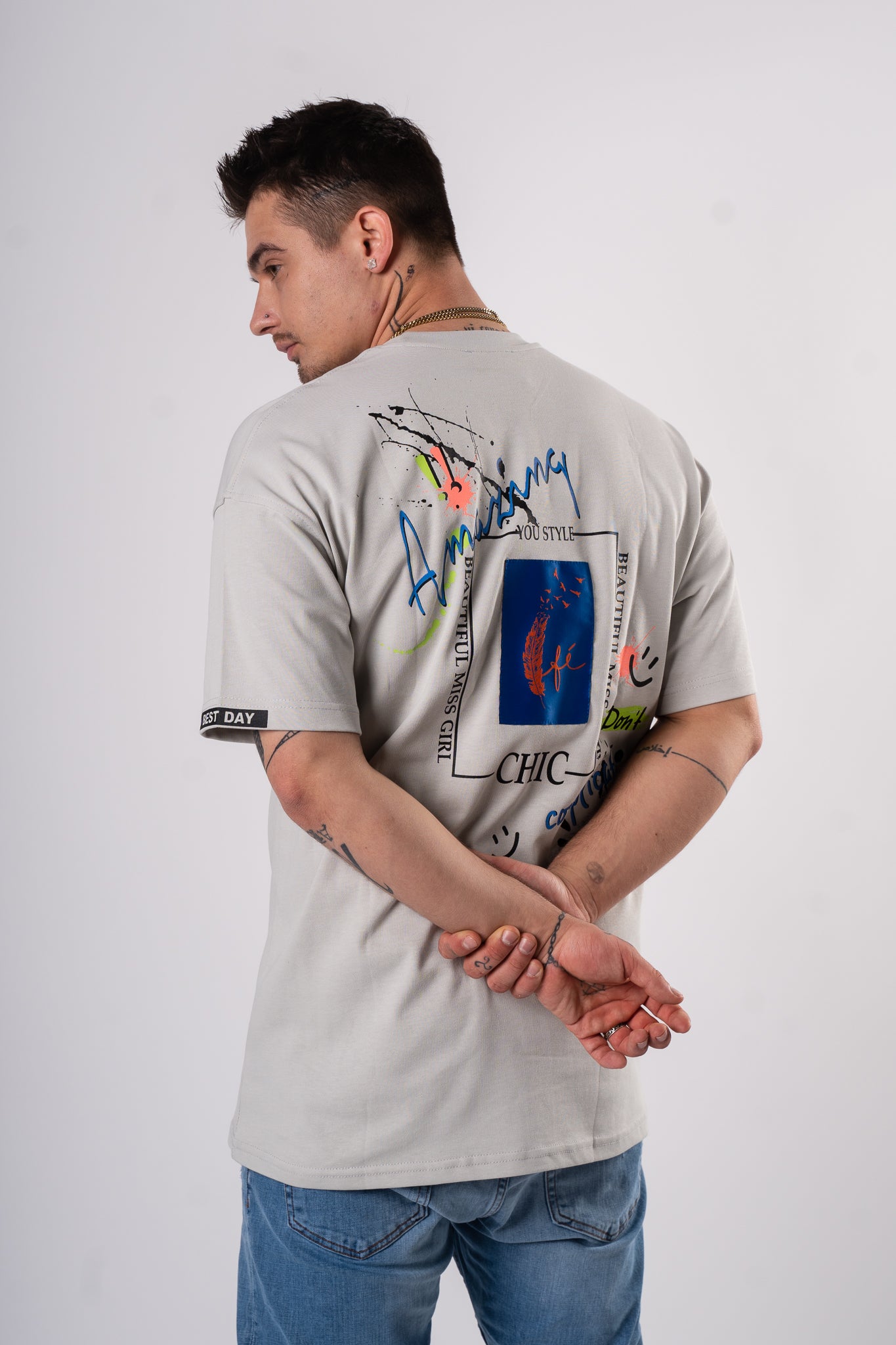 Koszulka Oversize "Amazing" - beżowa