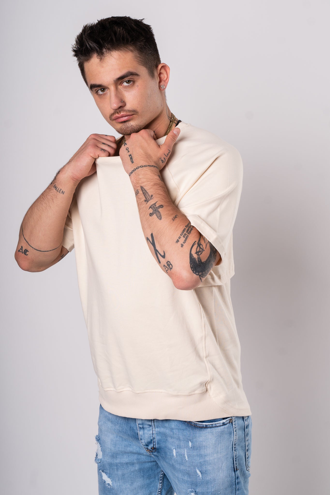 Koszulka Oversize "Basic" - jasny kremowy
