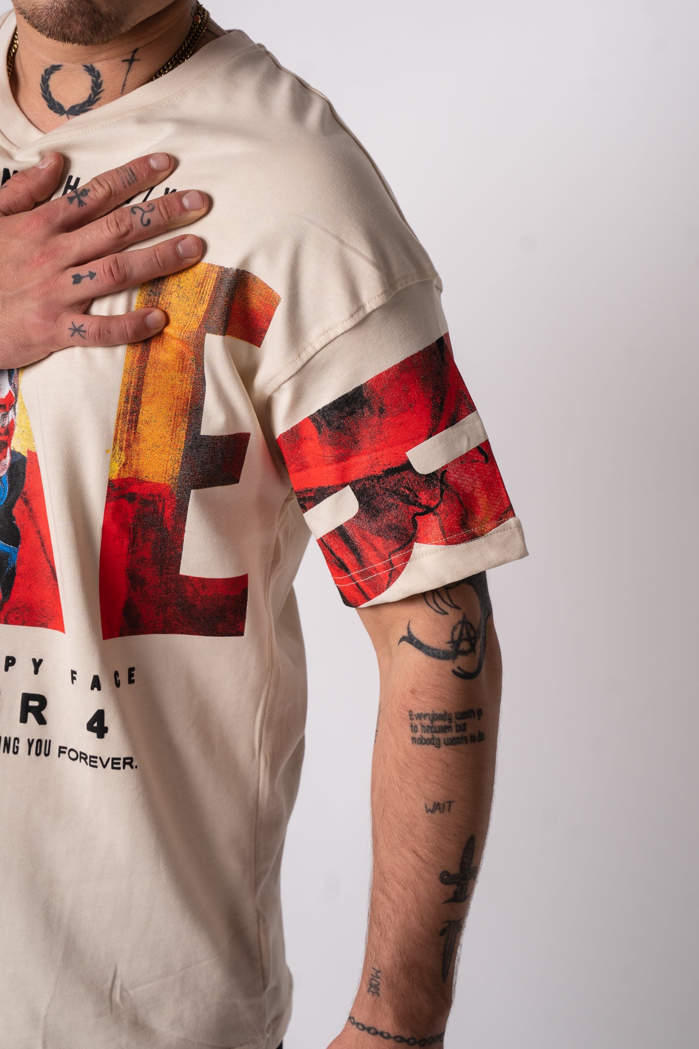 Koszulka Oversize "Joker" - jasny kremowy