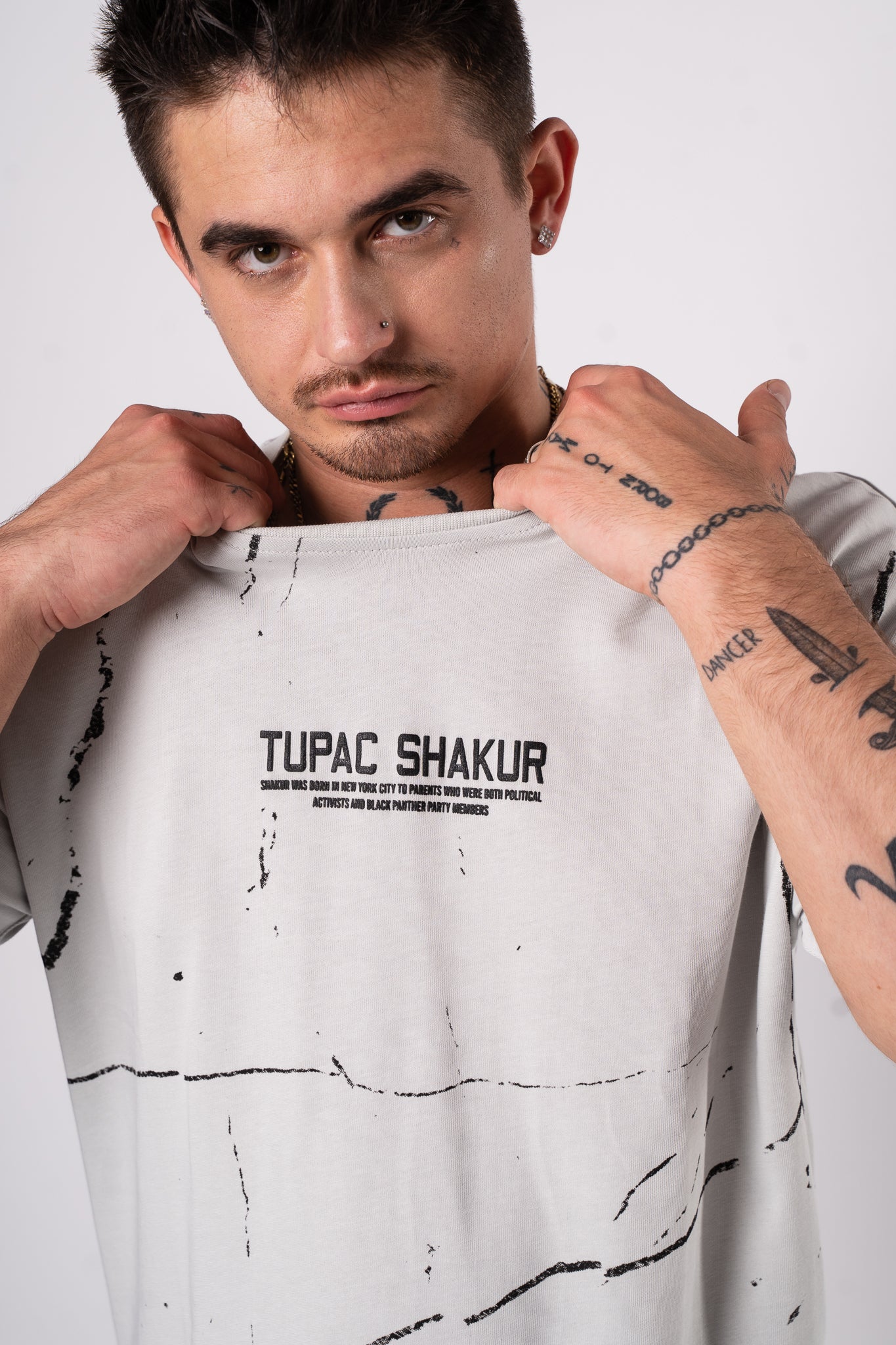Koszulka Oversize "Tupac" - brudny biały