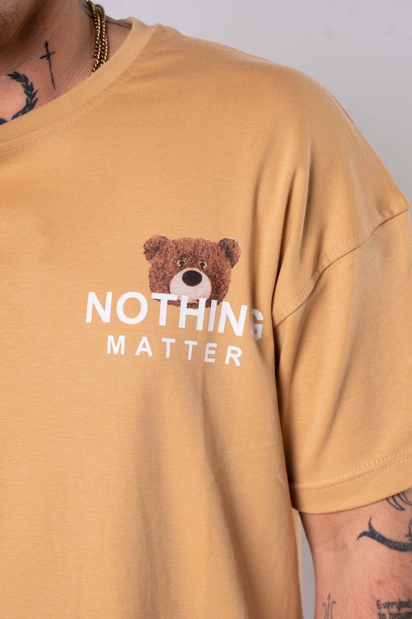 Koszulka Oversize "Nothing Matter" - Musztardowa