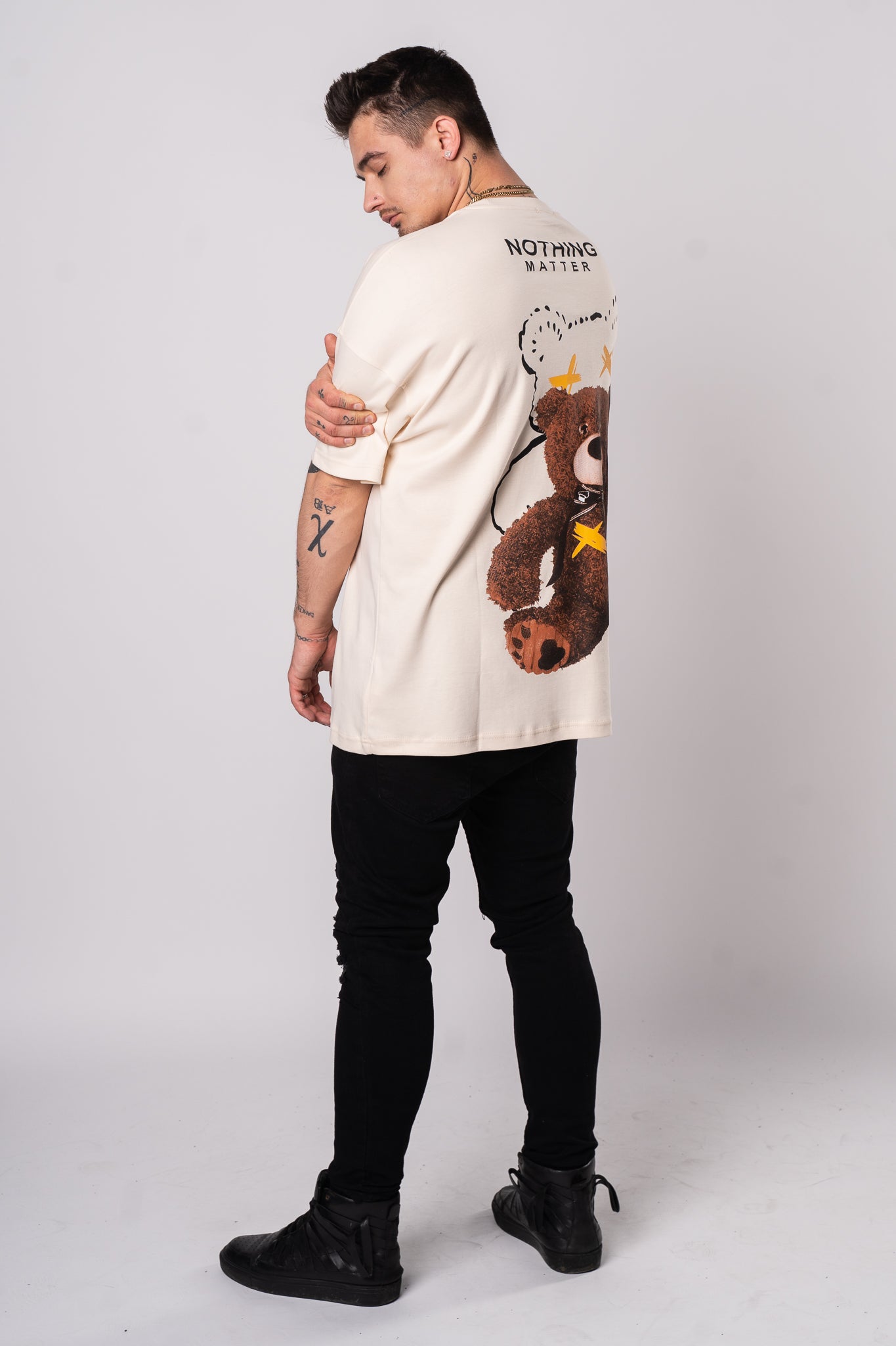 Koszulka Oversize "Nothing Matter" - Beżowa