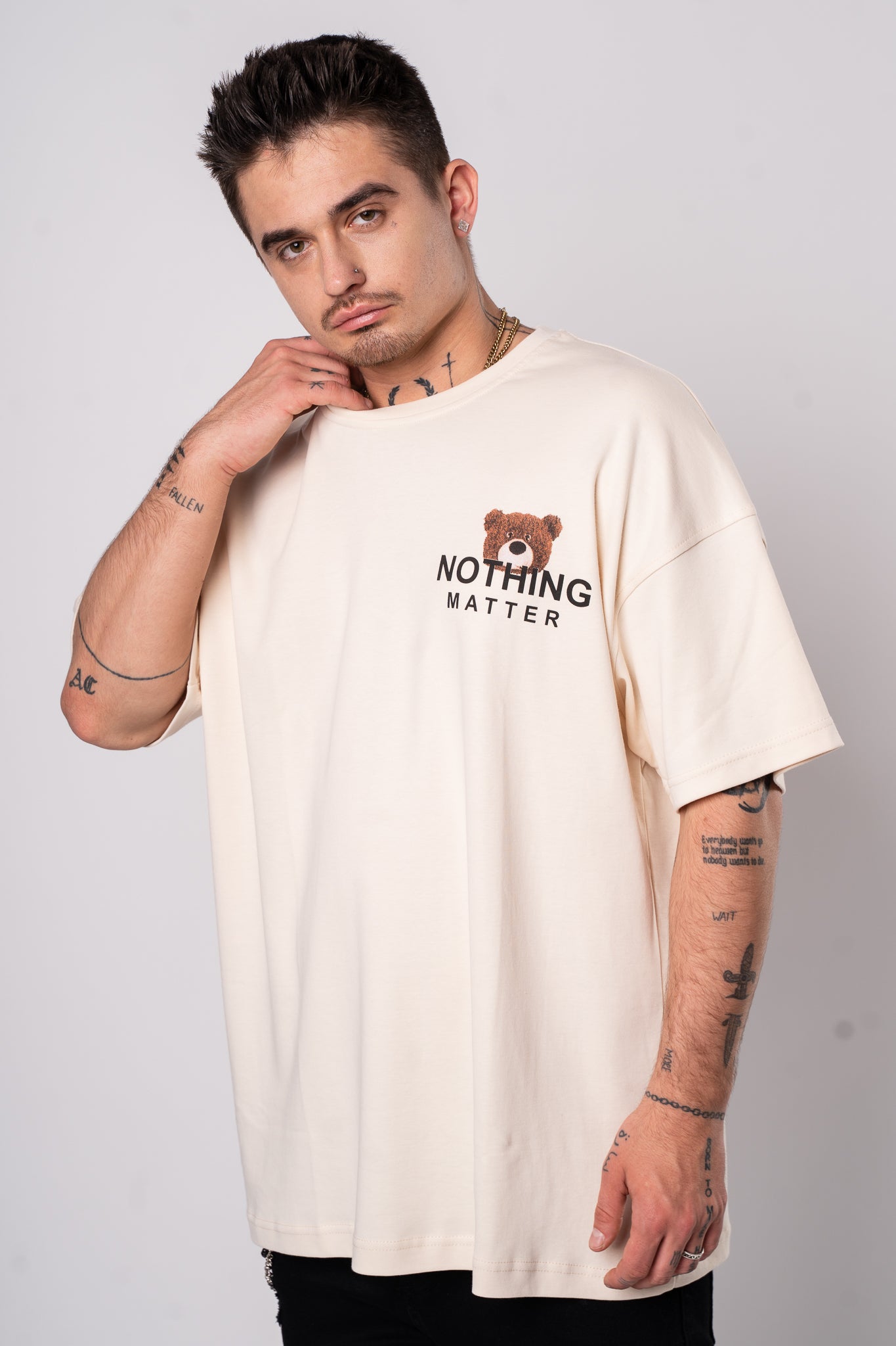 Koszulka Oversize "Nothing Matter" - Beżowa