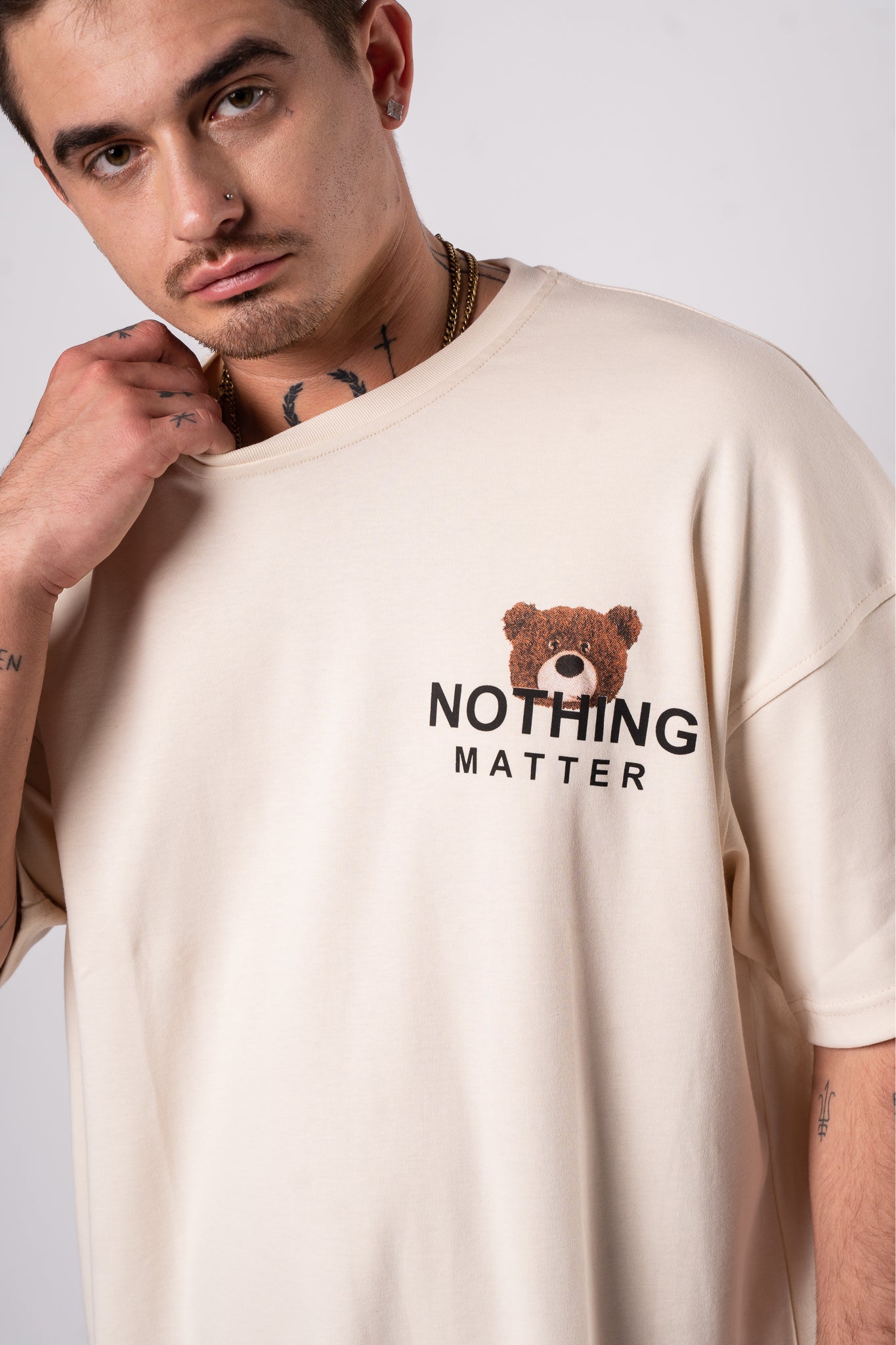 Koszulka Oversize "Nothing Matter" - Beżowa