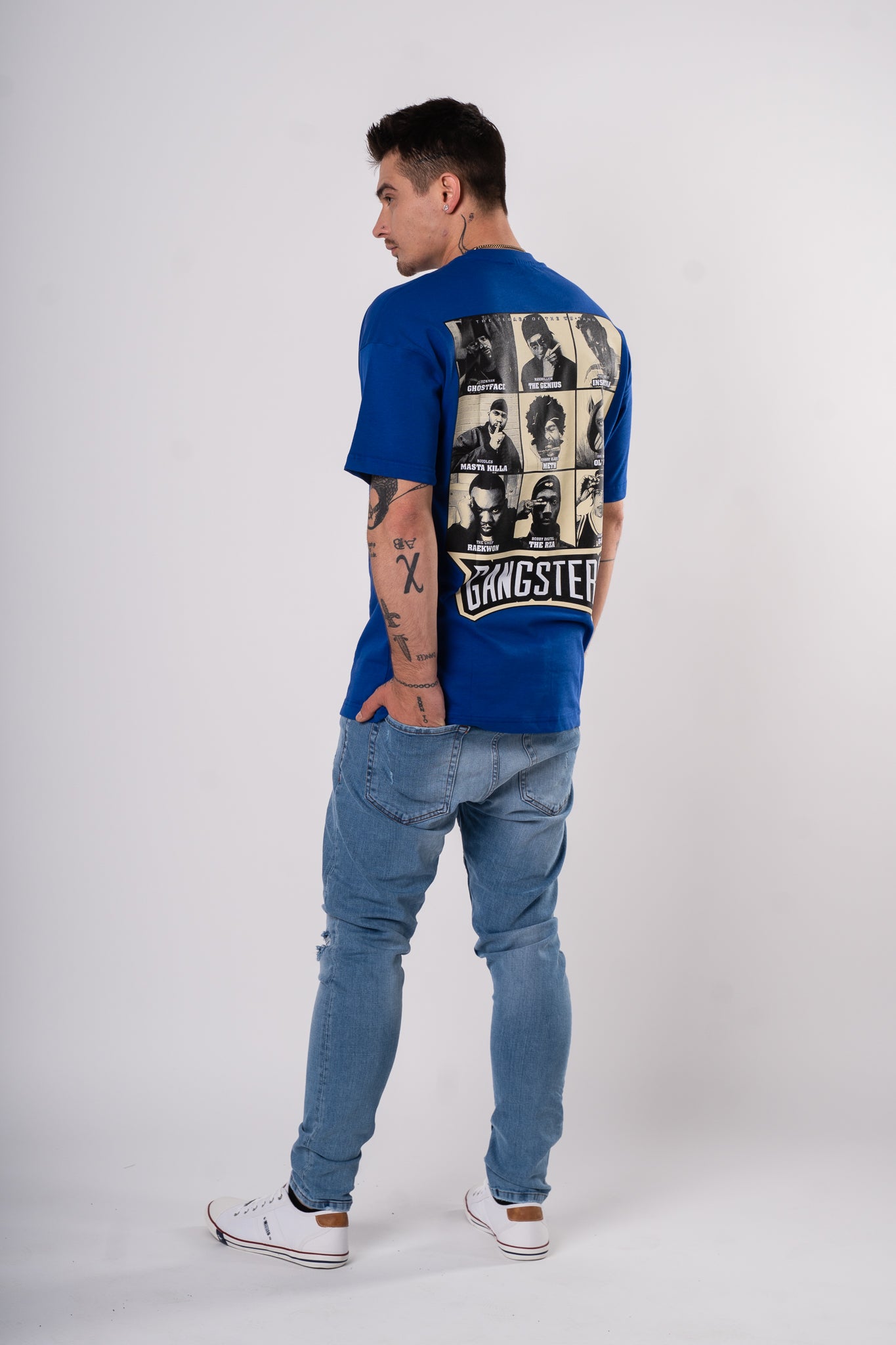 Koszulka Oversize "Gangsters" - niebieska