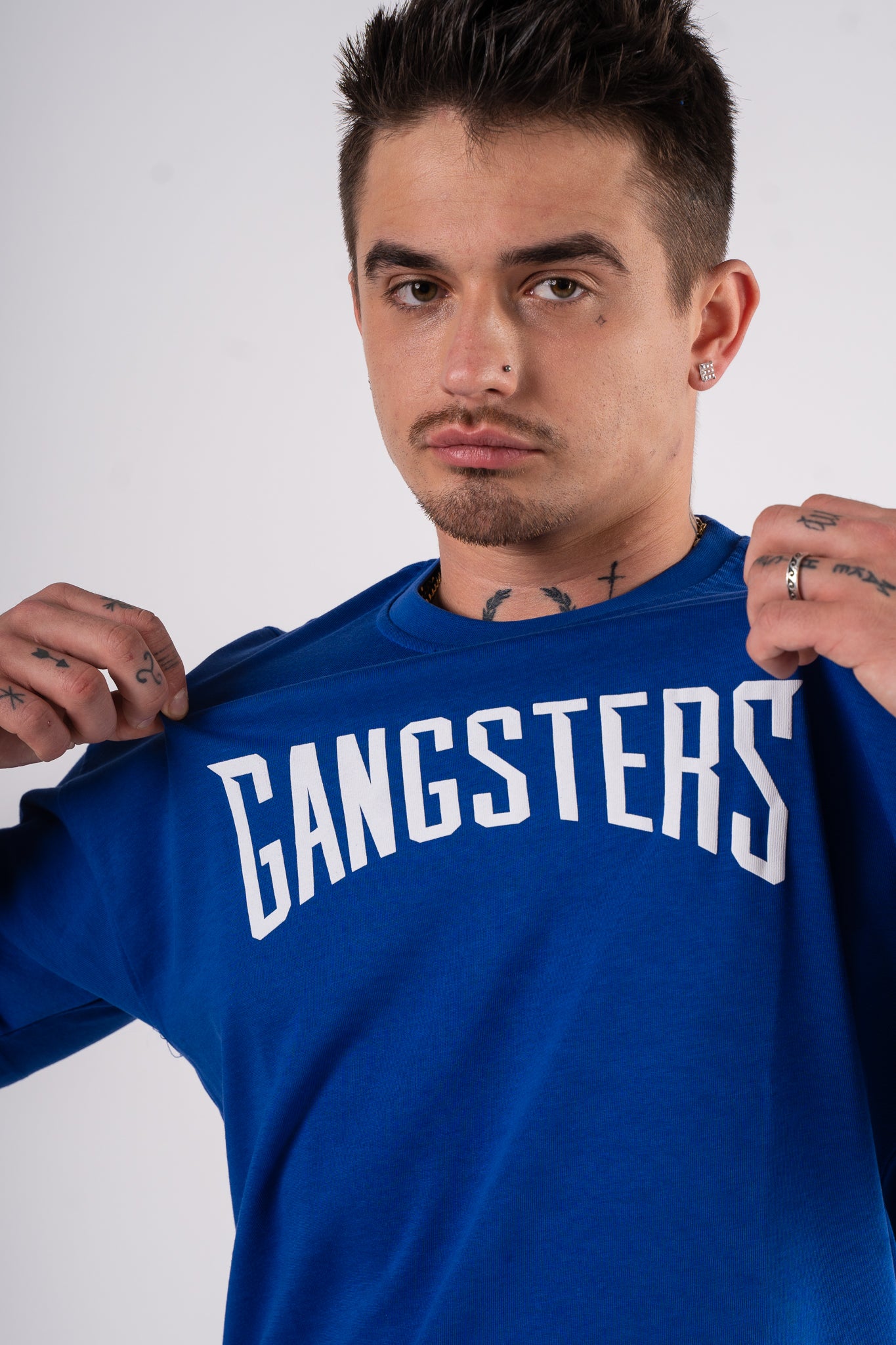 Koszulka Oversize "Gangsters" - niebieska