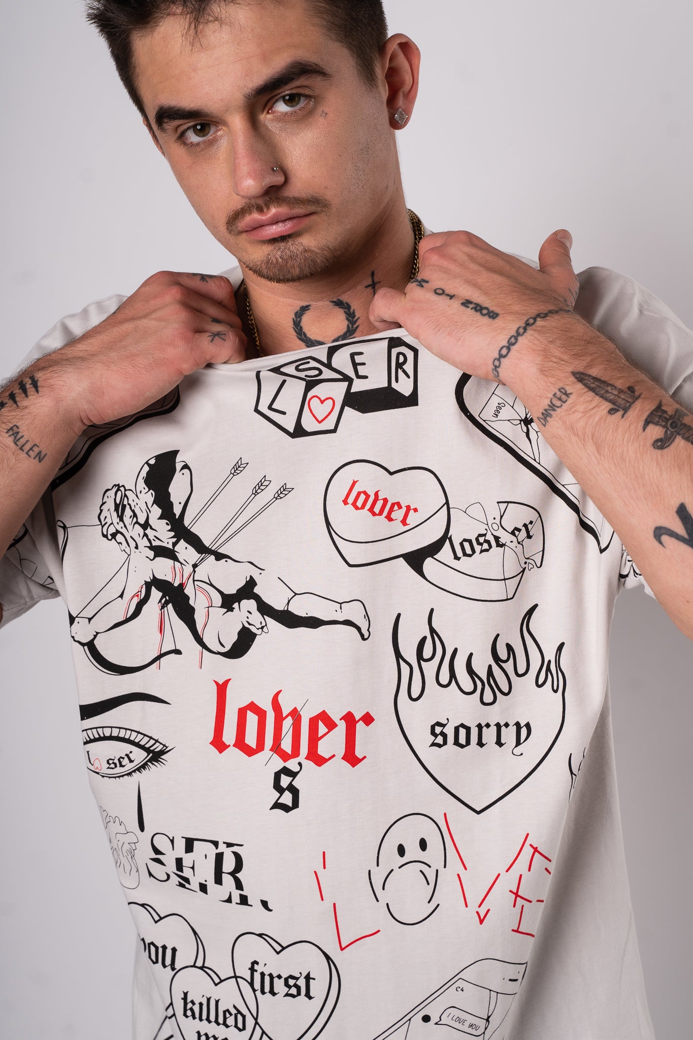 Koszulka Oversize "Lover" - Szary