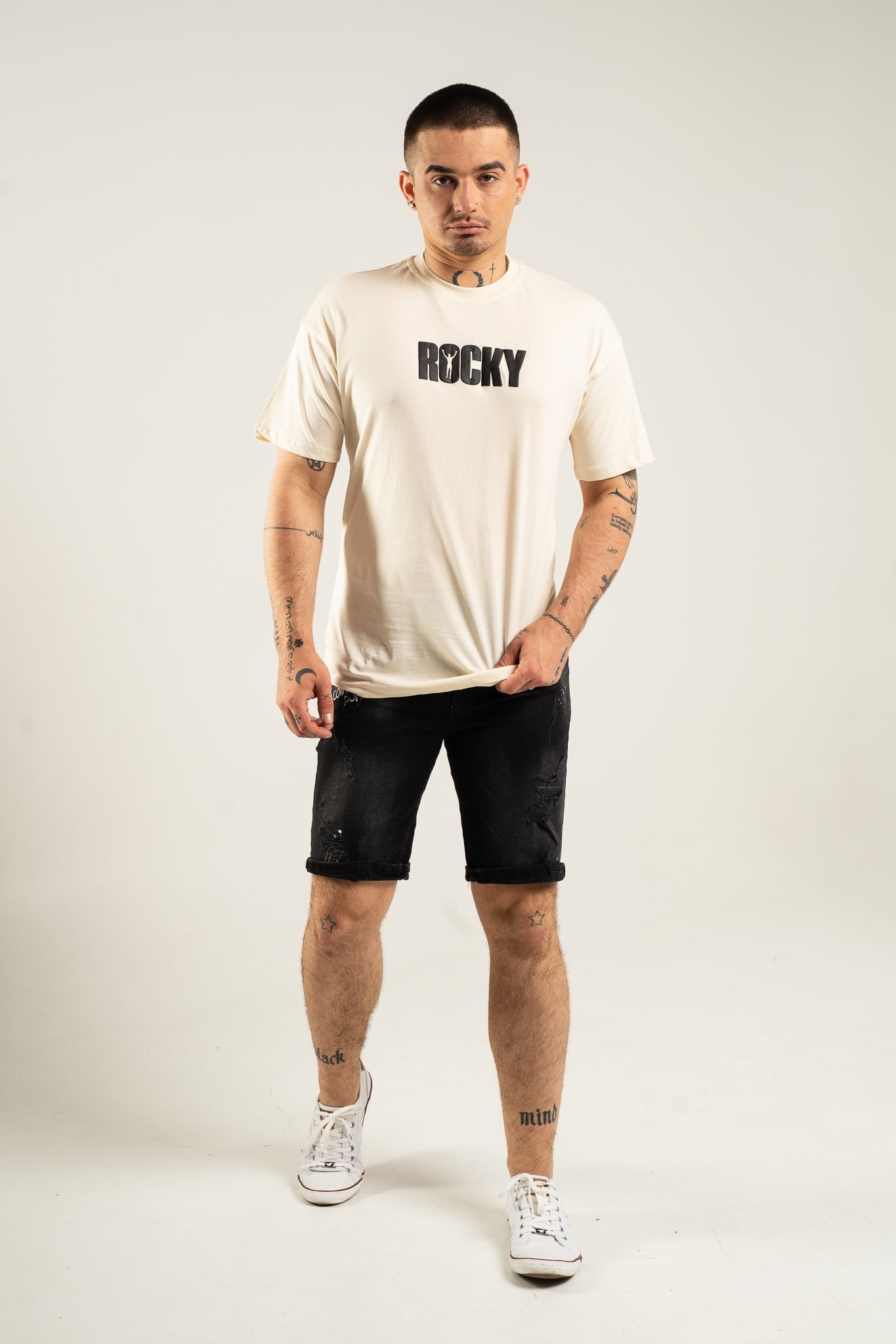 Koszulka Oversize "Rocky Balboa" - Kremowa