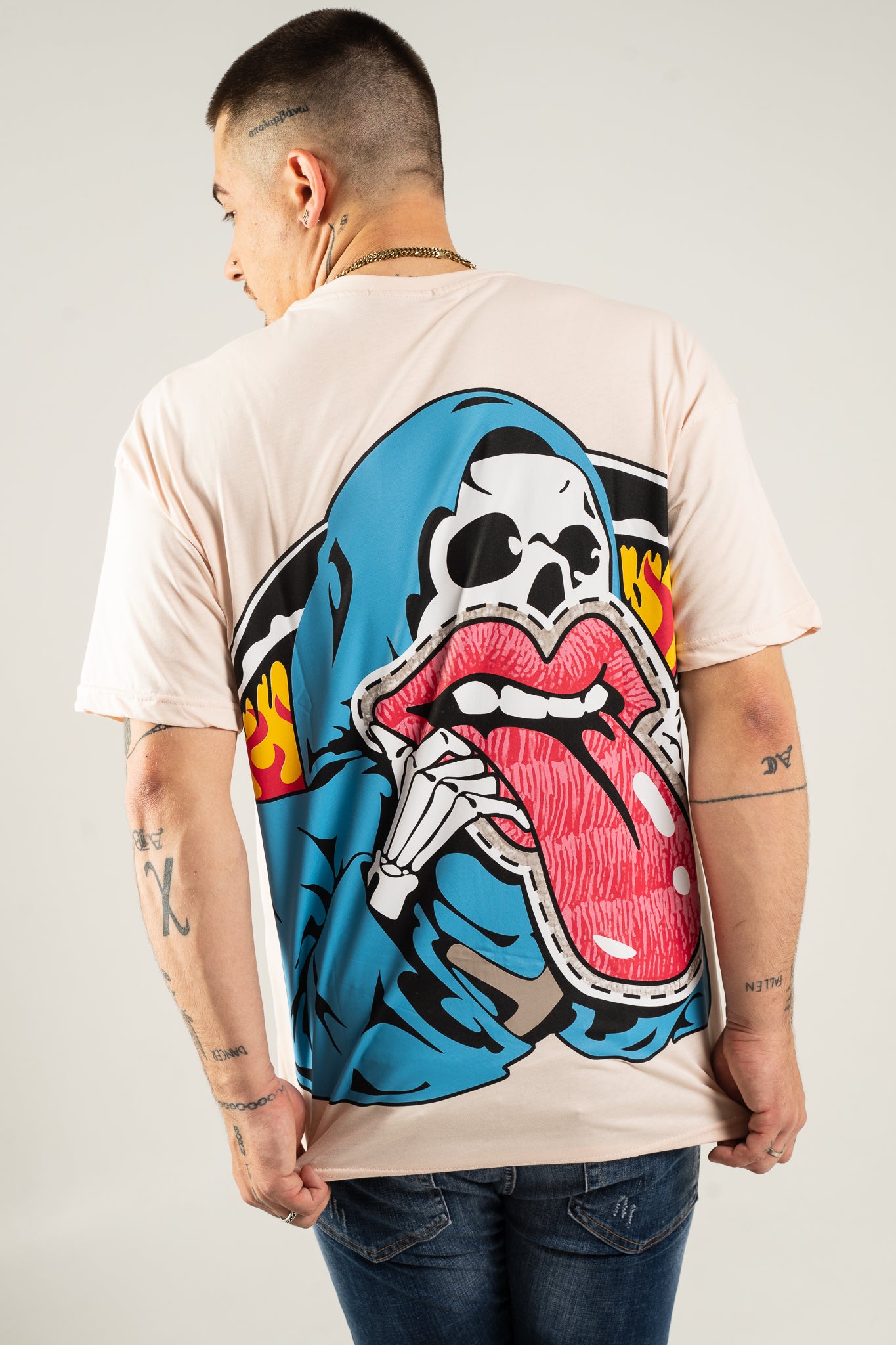 Koszulka Oversize "Tongue Out" - Kremowa