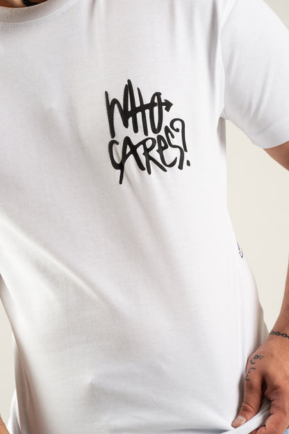 Koszulka Oversize "Who Cares?" - White