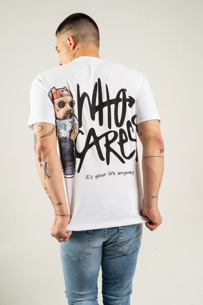 Koszulka Oversize "Who Cares?" - White