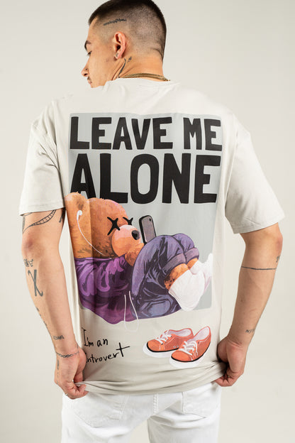 Koszulka Oversize "Leave me alone" - Szara