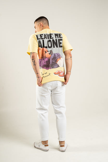 Koszulka Oversize "Leave me alone" - Musztardowa