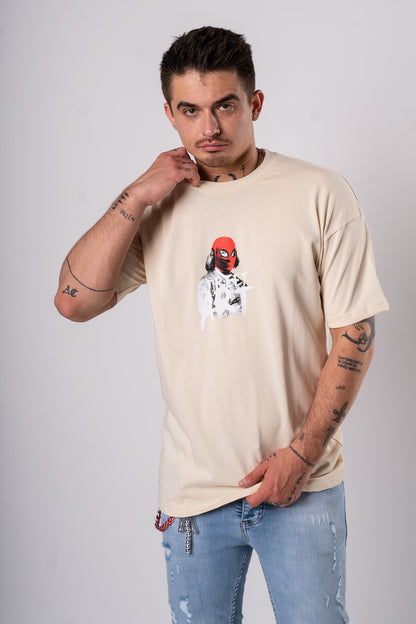 Koszulka Oversize "StreetArt" - jasny kremowy