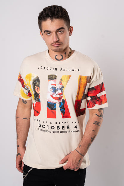 Koszulka Oversize "Joker" - jasny kremowy