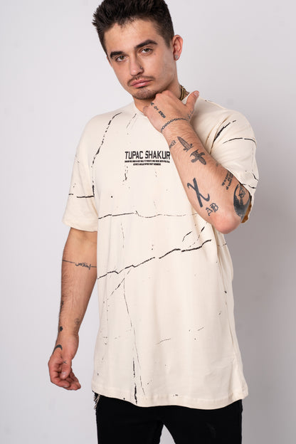 Koszulka Oversize "Tupac" - jasny kremowy