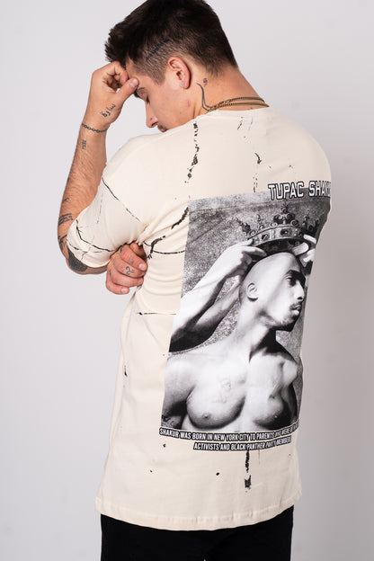 Koszulka Oversize "Tupac" - jasny kremowy