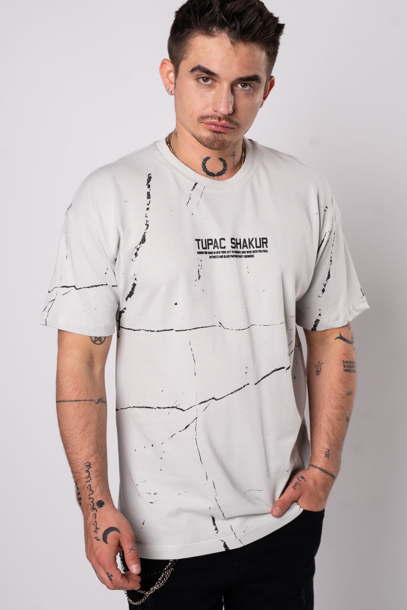 Koszulka Oversize "Tupac" - brudny biały