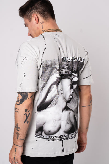 Koszulka Oversize "Tupac" - brudny biały
