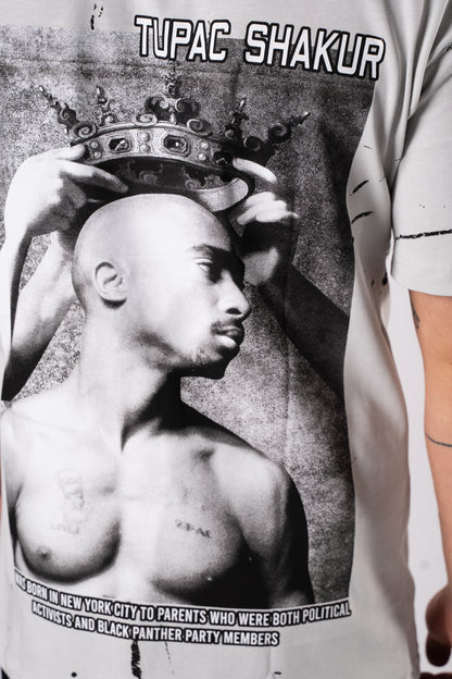 Koszulka Oversize "Tupac" - brudny biały